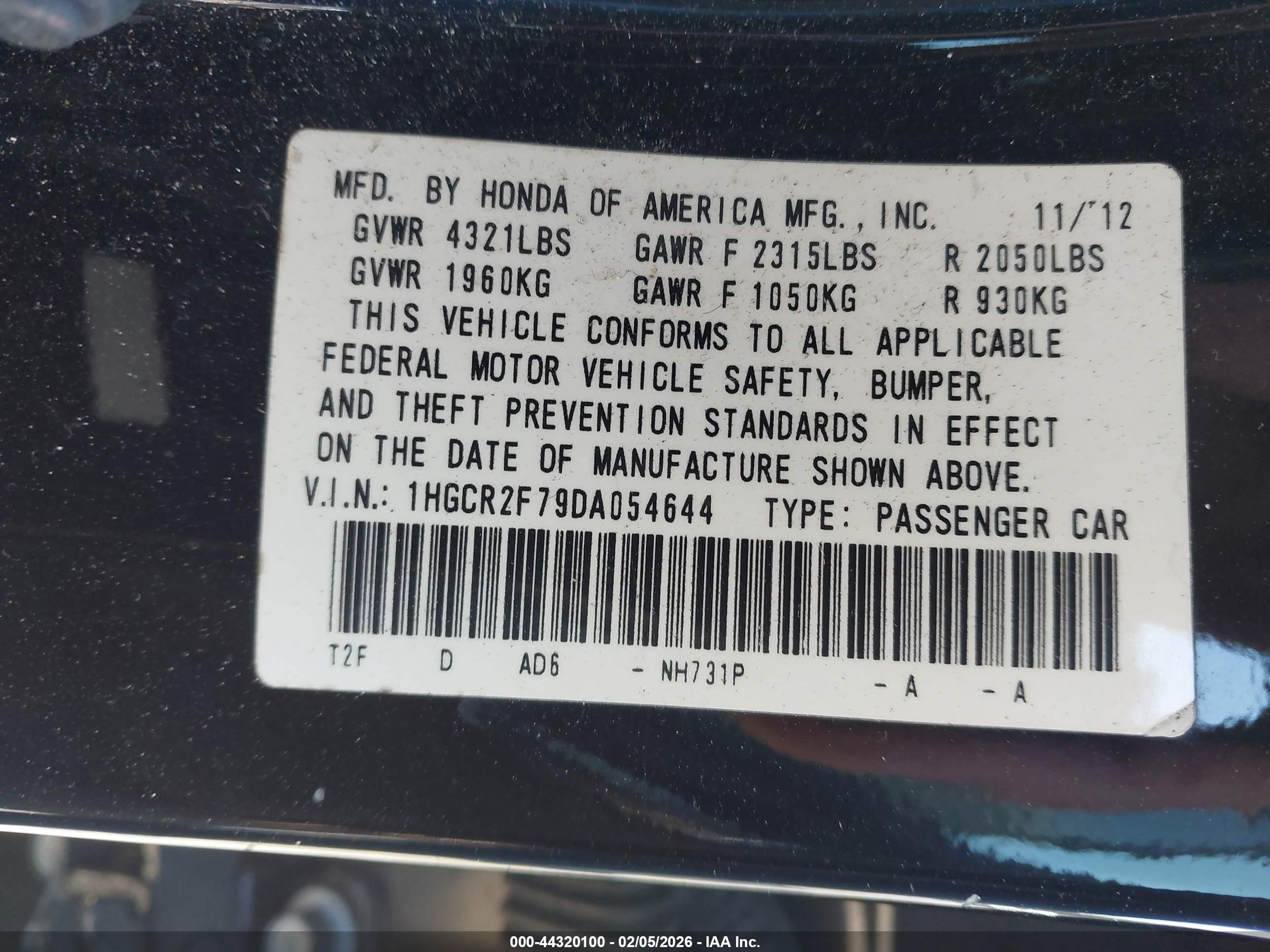 2013 Honda Accord Ex Black vin: 1HGCR2F79DA054644
