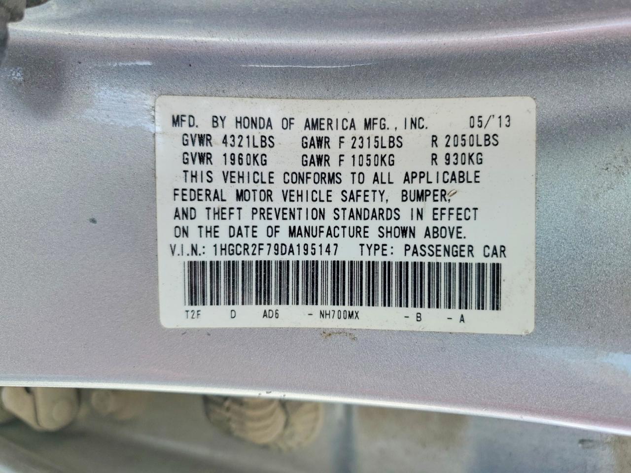 2013 Honda Accord Ex Silver vin: 1HGCR2F79DA195147