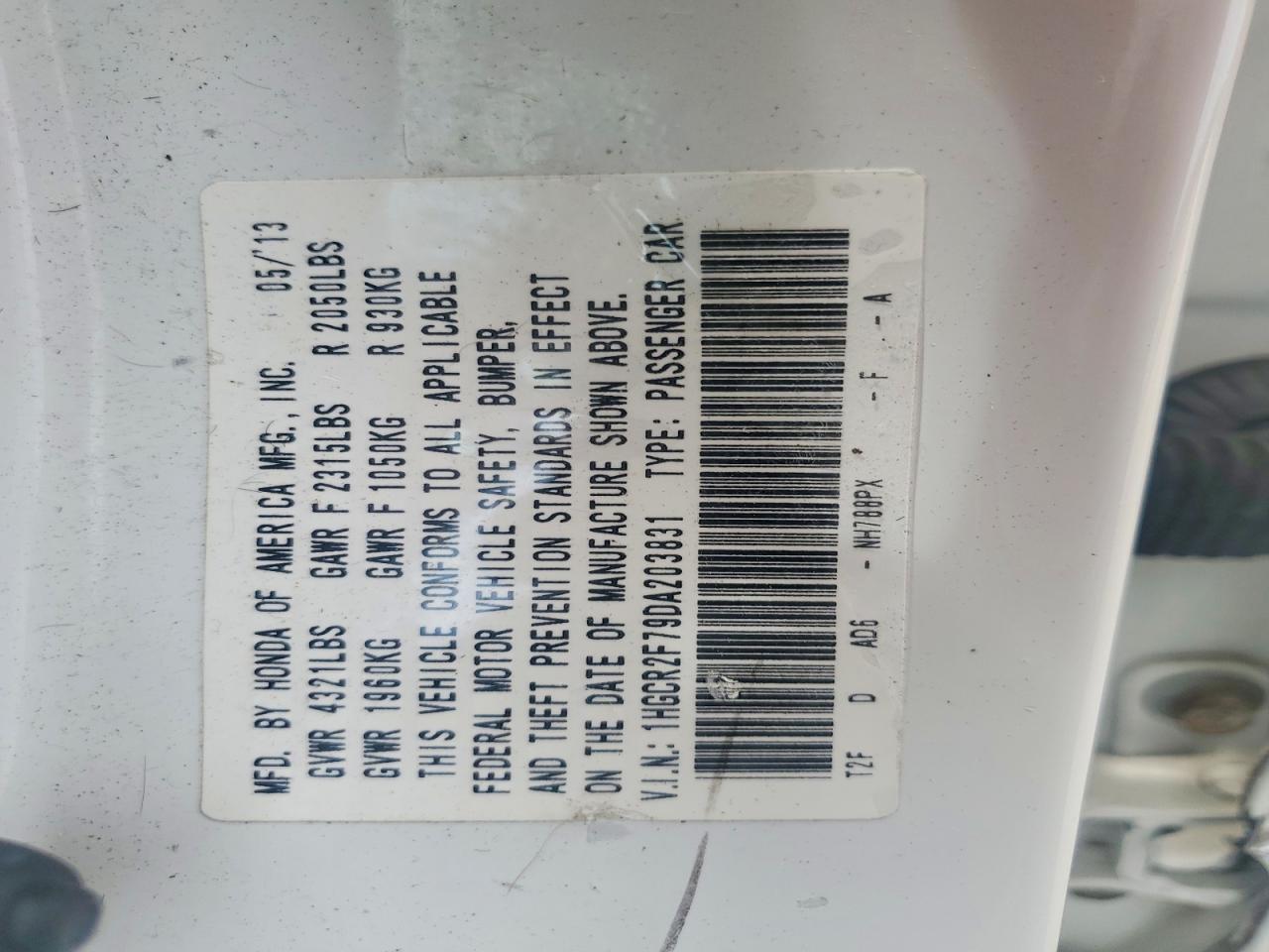 2013 Honda Accord Ex White vin: 1HGCR2F79DA203831
