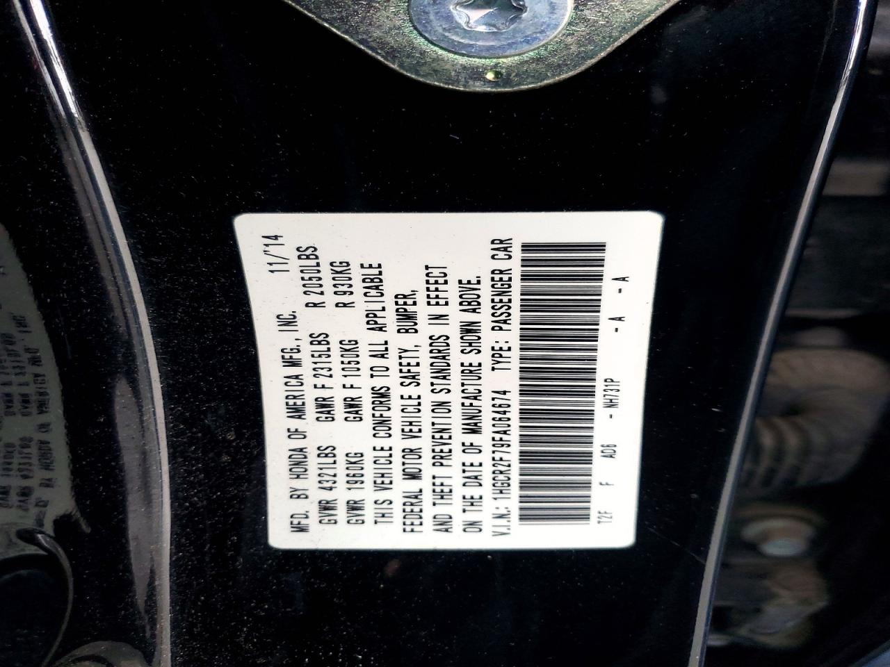 2015 Honda Accord Ex Black vin: 1HGCR2F79FA064674