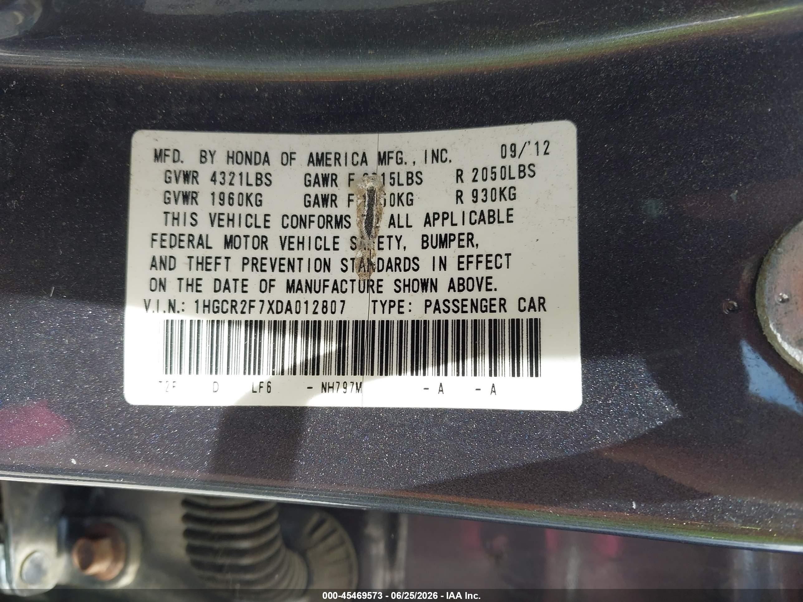 2013 Honda Accord Ex Gray vin: 1HGCR2F7XDA012807