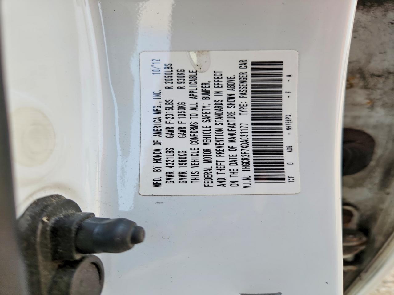 2013 Honda Accord Ex Белый vin: 1HGCR2F7XDA031177