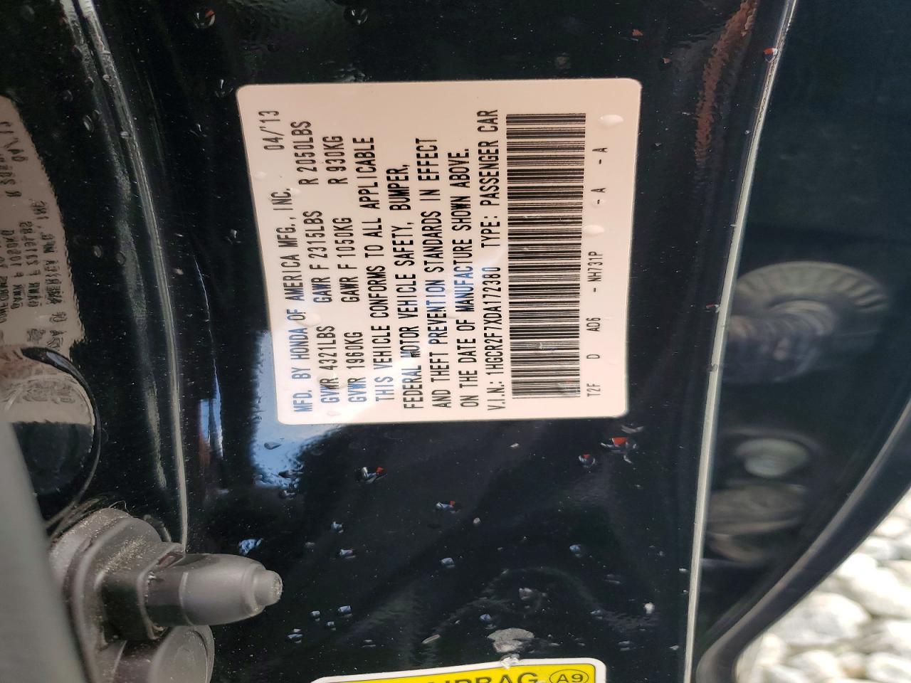 2013 Honda Accord Ex Black vin: 1HGCR2F7XDA172380