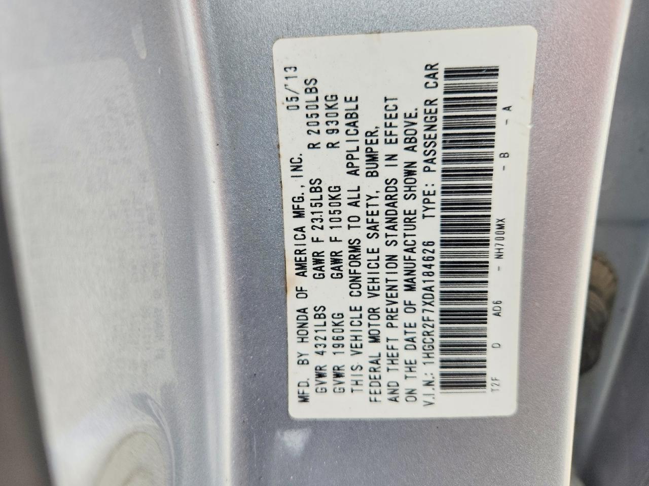 2013 Honda Accord Ex Серебряный vin: 1HGCR2F7XDA184626