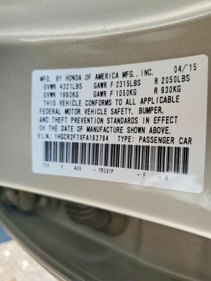 2015 Honda Accord Ex Gold vin: 1HGCR2F7XFA163794