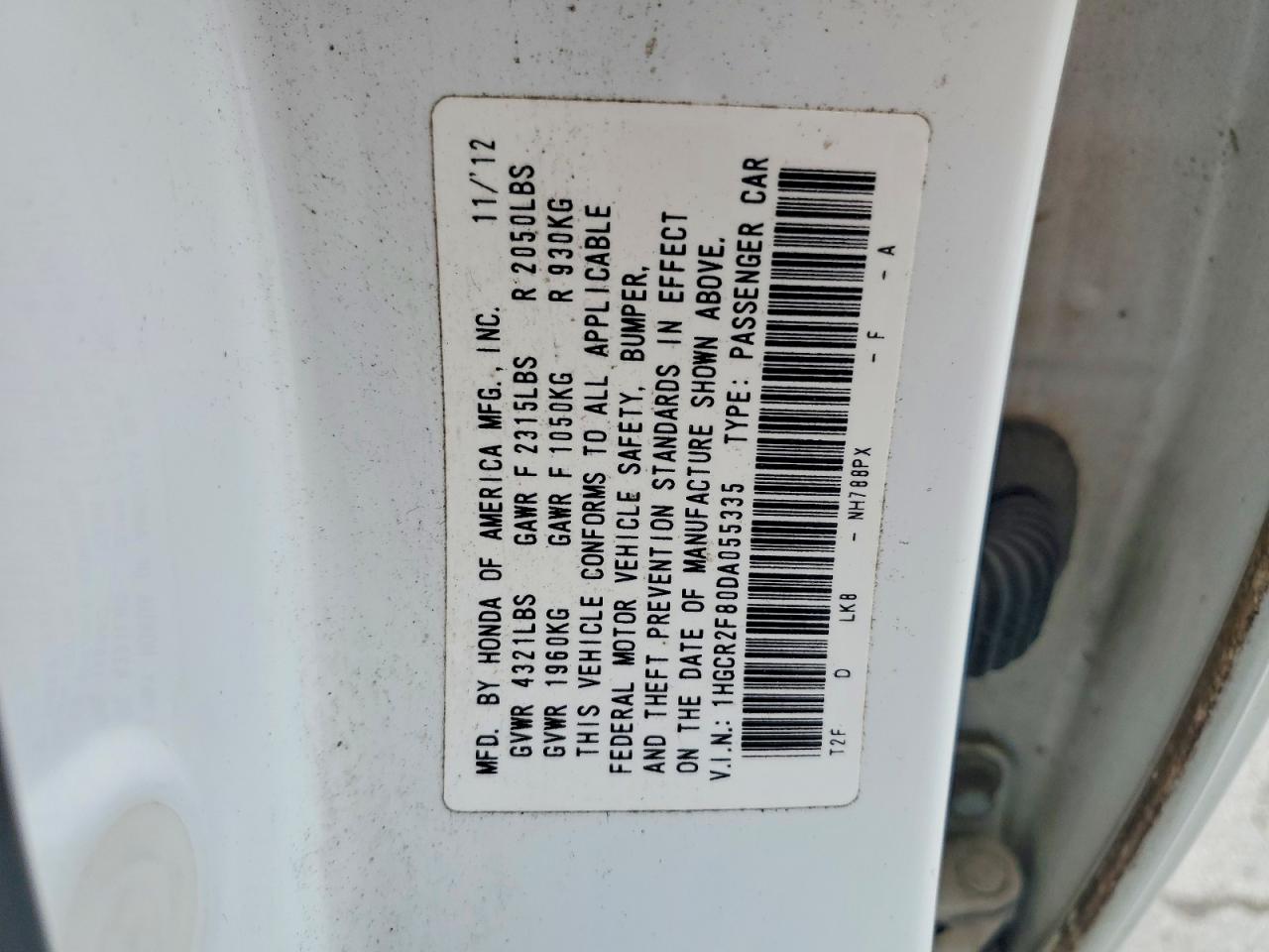 2013 Honda Accord Exl White vin: 1HGCR2F80DA055335