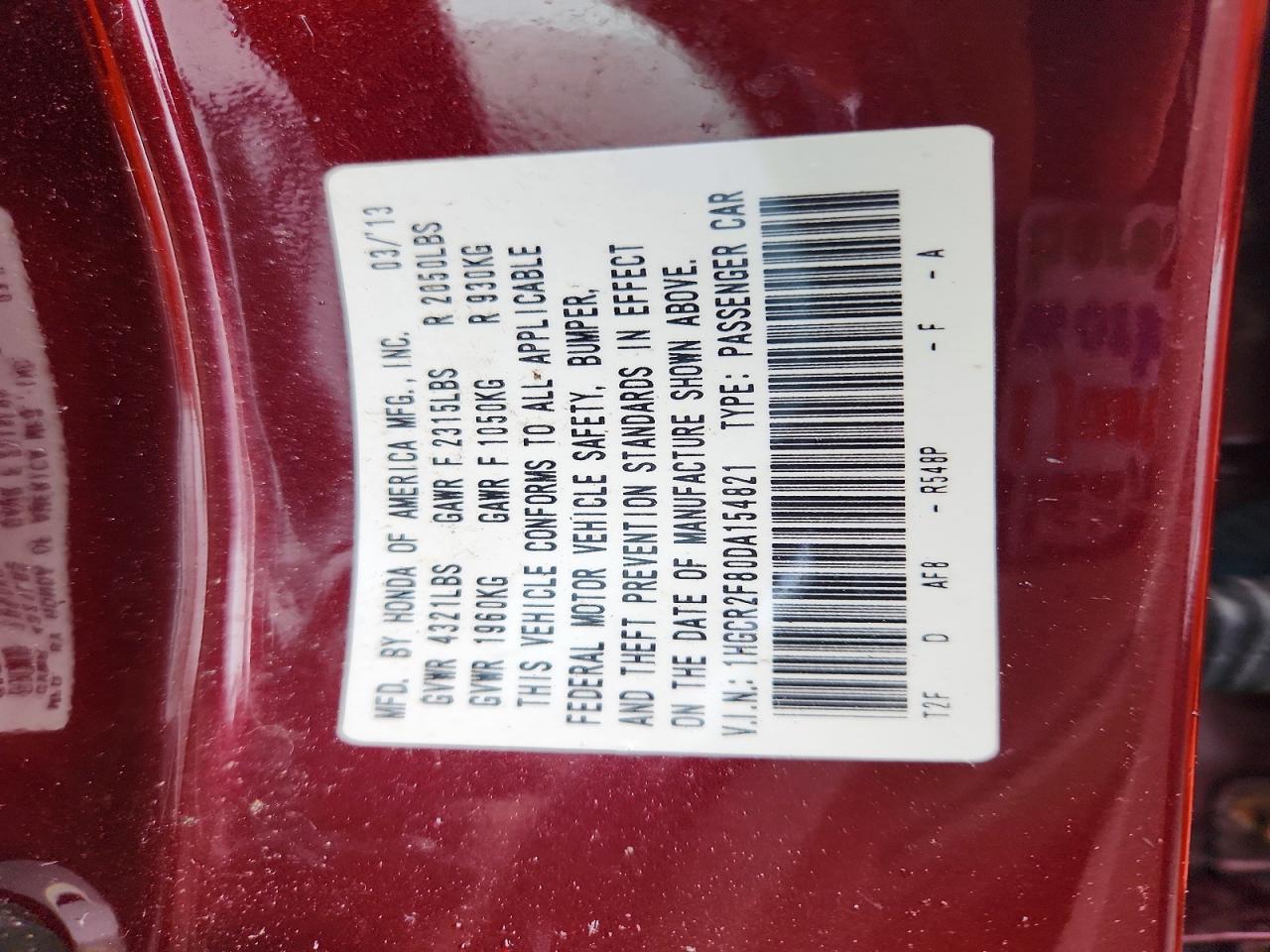 2013 Honda Accord Exl Burgundy vin: 1HGCR2F80DA154821