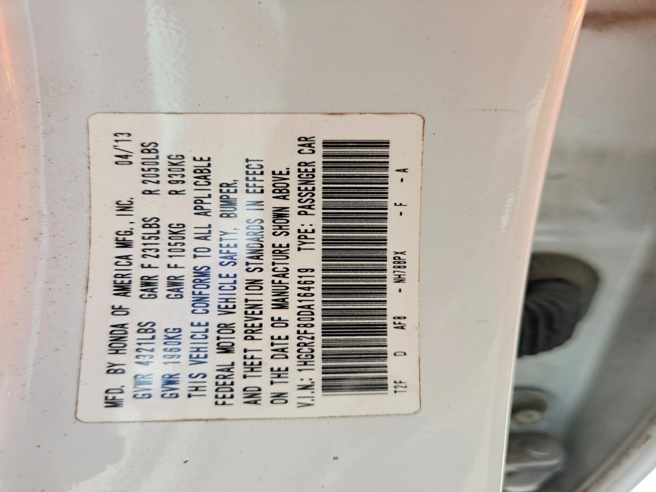 2013 Honda Accord Exl White vin: 1HGCR2F80DA164619