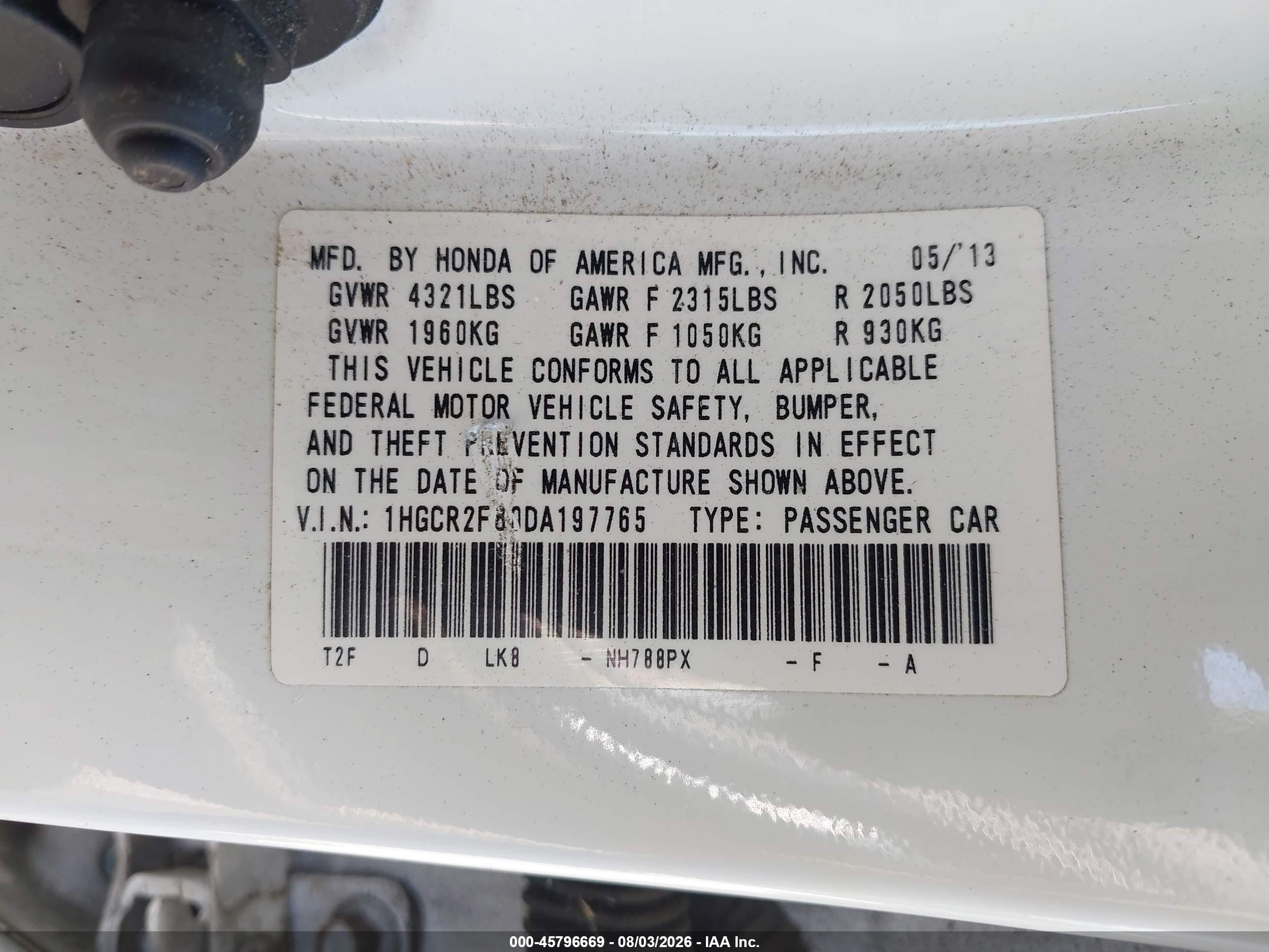 2013 Honda Accord Ex-l Белый vin: 1HGCR2F80DA197765