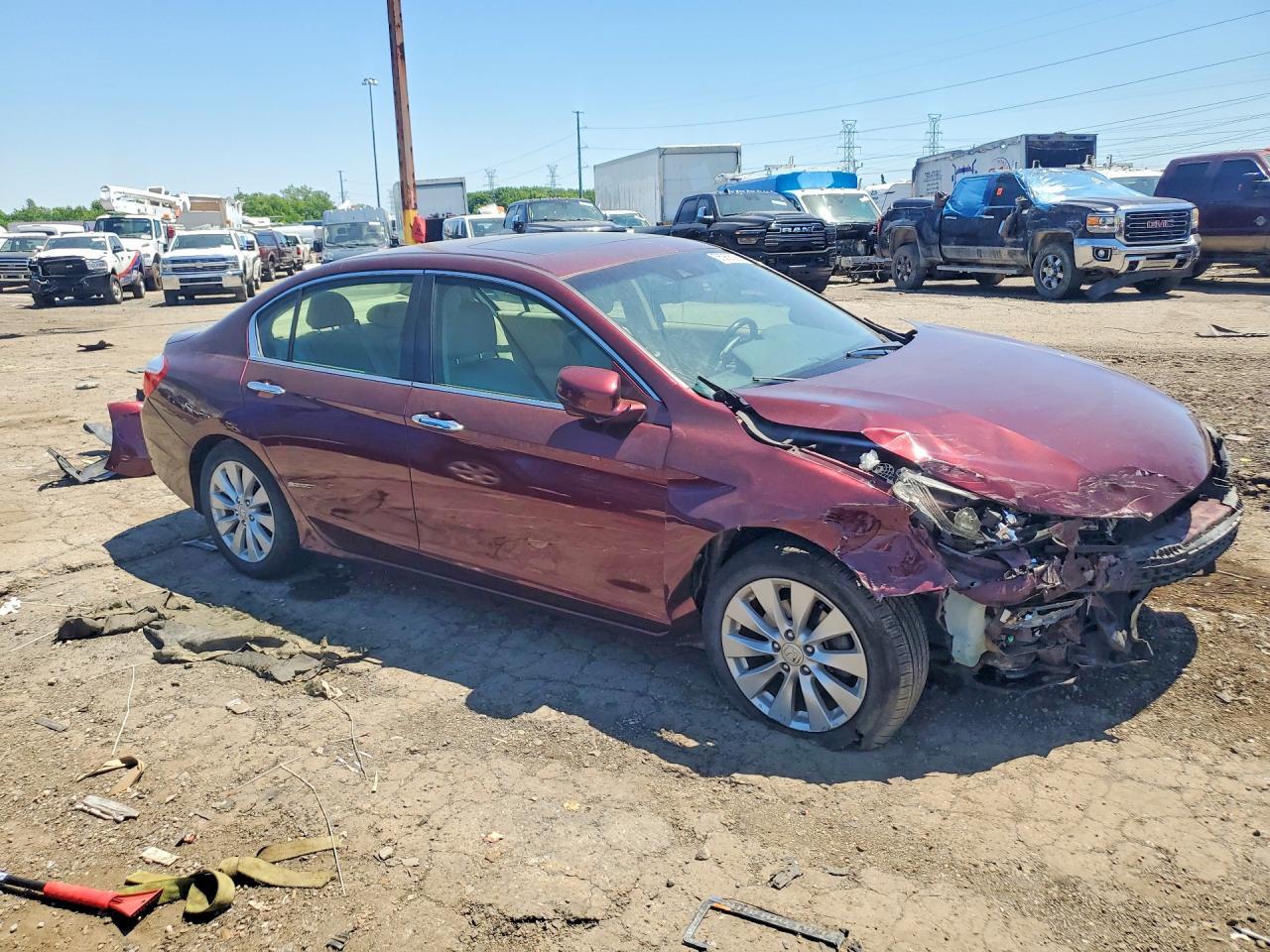 2013 Honda Accord Exl Burgundy vin: 1HGCR2F80DA201068