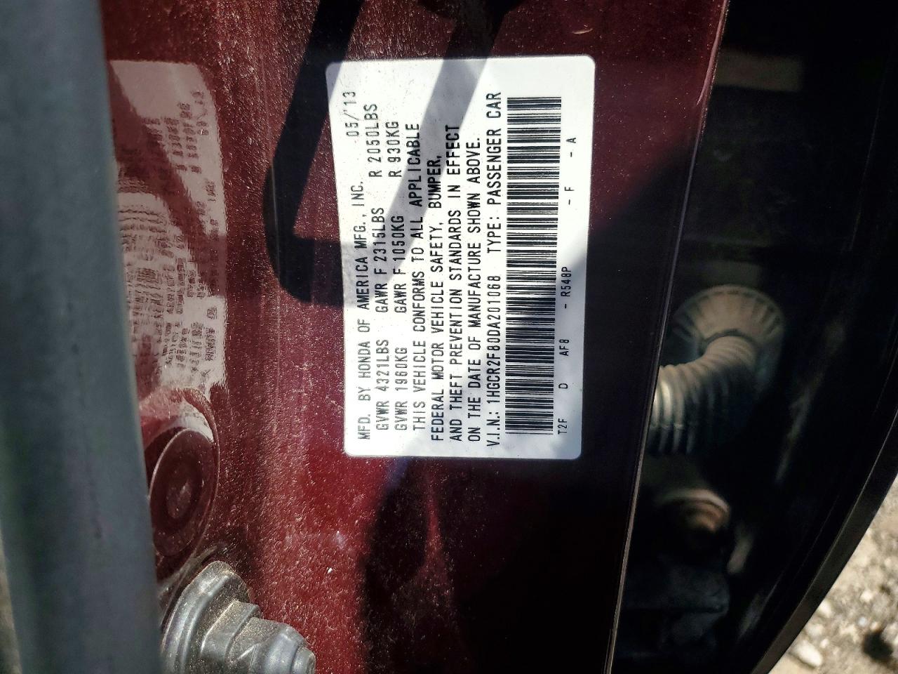 2013 Honda Accord Exl Burgundy vin: 1HGCR2F80DA201068