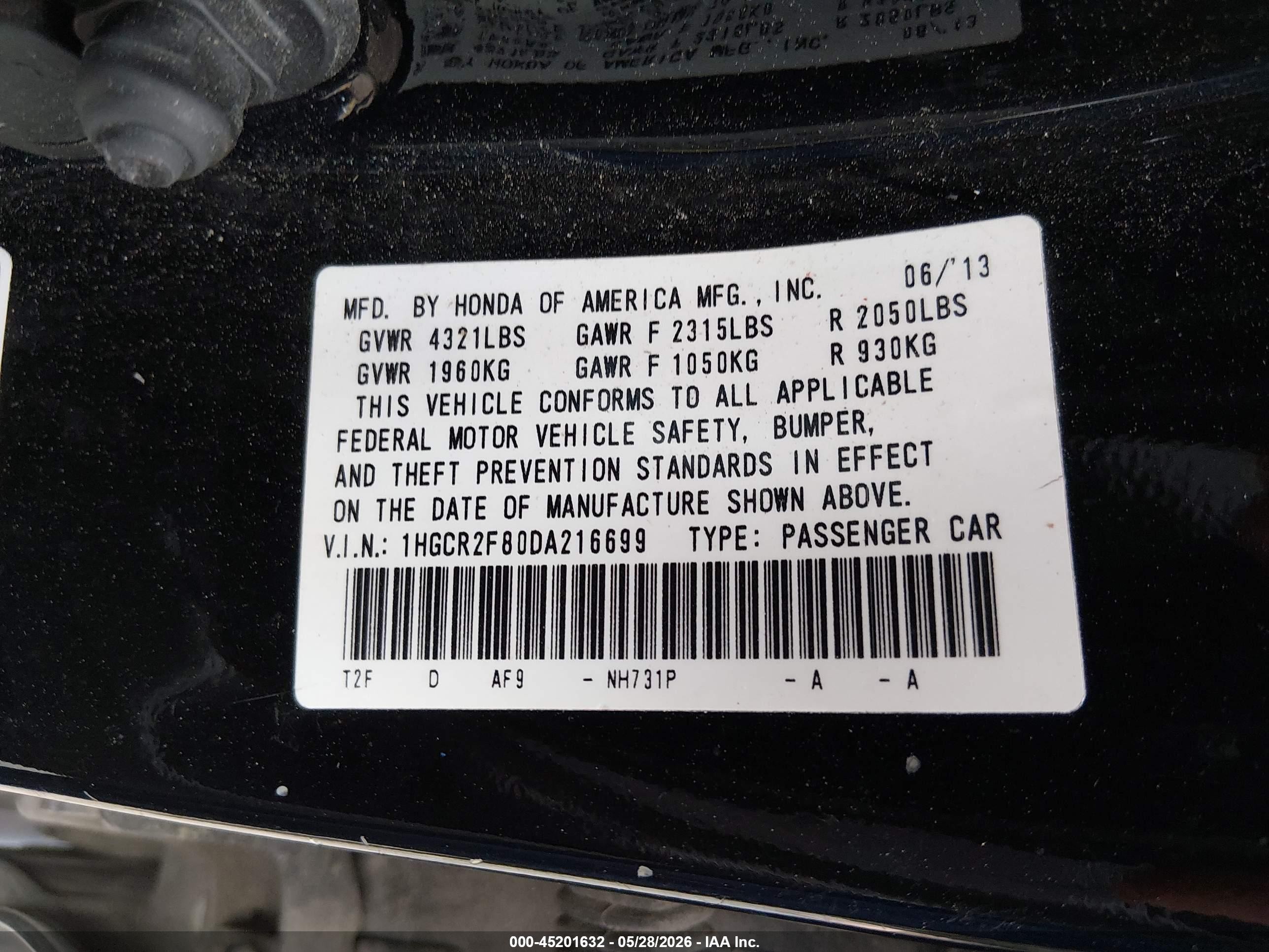 2013 Honda Accord Ex-l Black vin: 1HGCR2F80DA216699