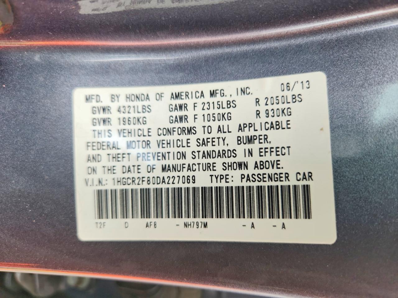 2013 Honda Accord Exl Gray vin: 1HGCR2F80DA227069