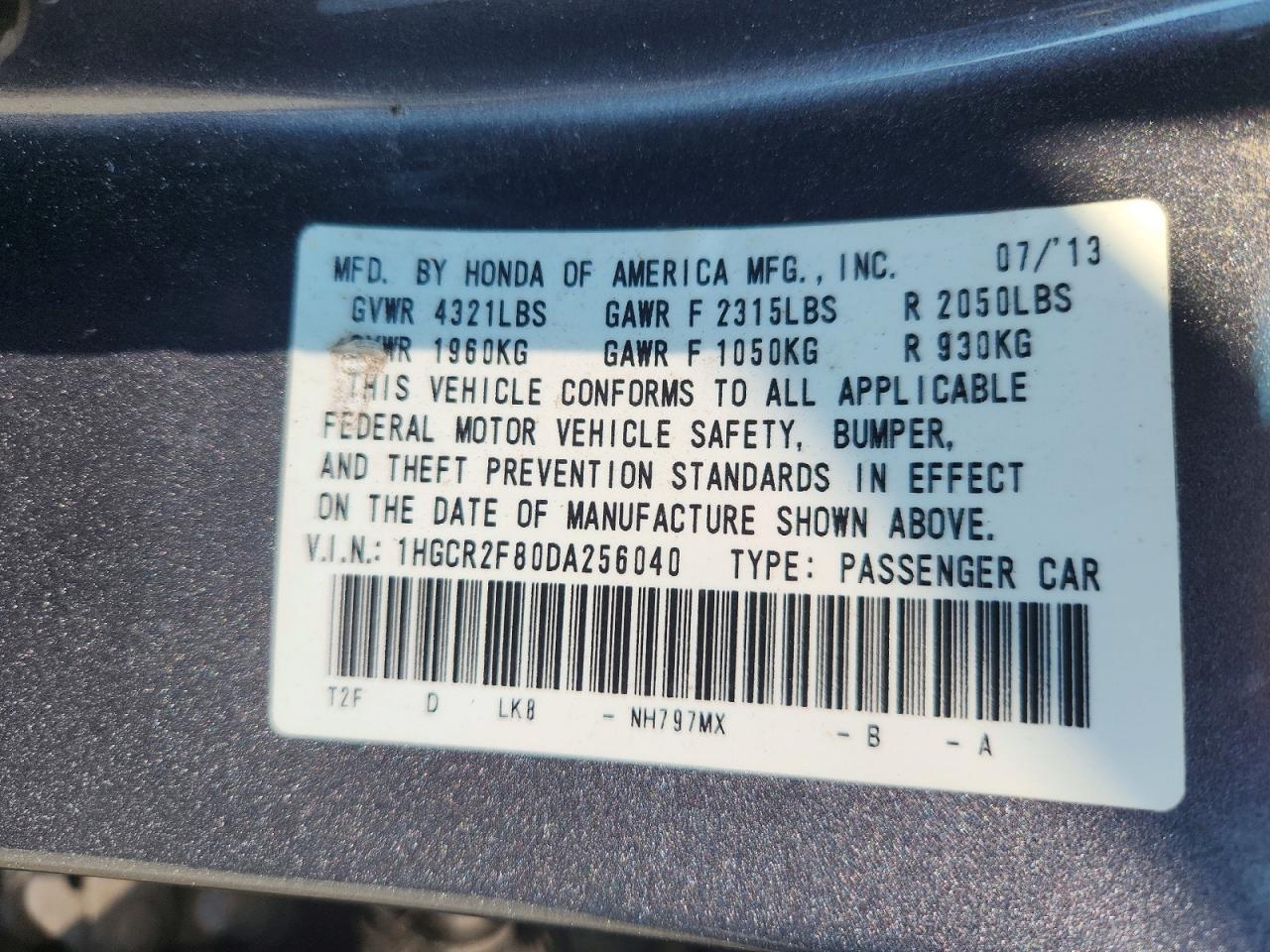 2013 Honda Accord Exl Gray vin: 1HGCR2F80DA256040