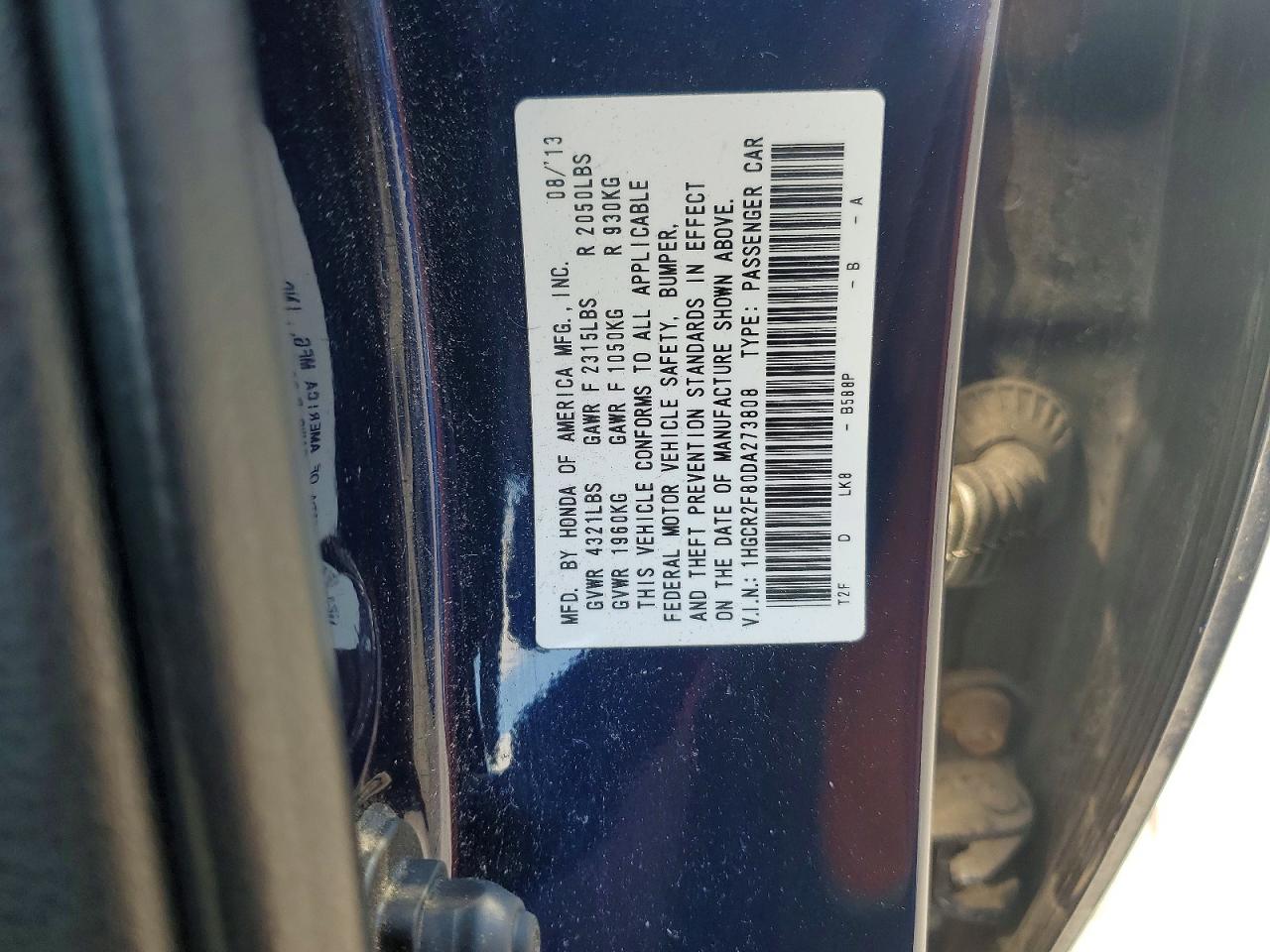 2013 Honda Accord Exl Blue vin: 1HGCR2F80DA273808