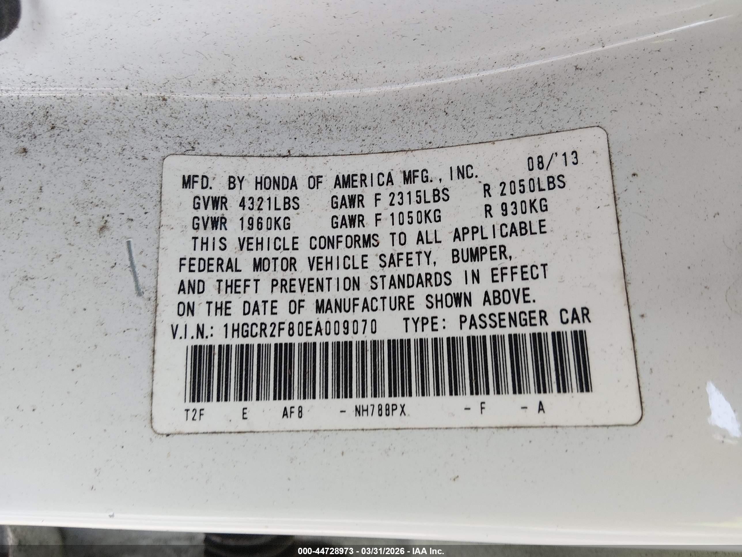 2014 Honda Accord Ex-l Белый vin: 1HGCR2F80EA009070