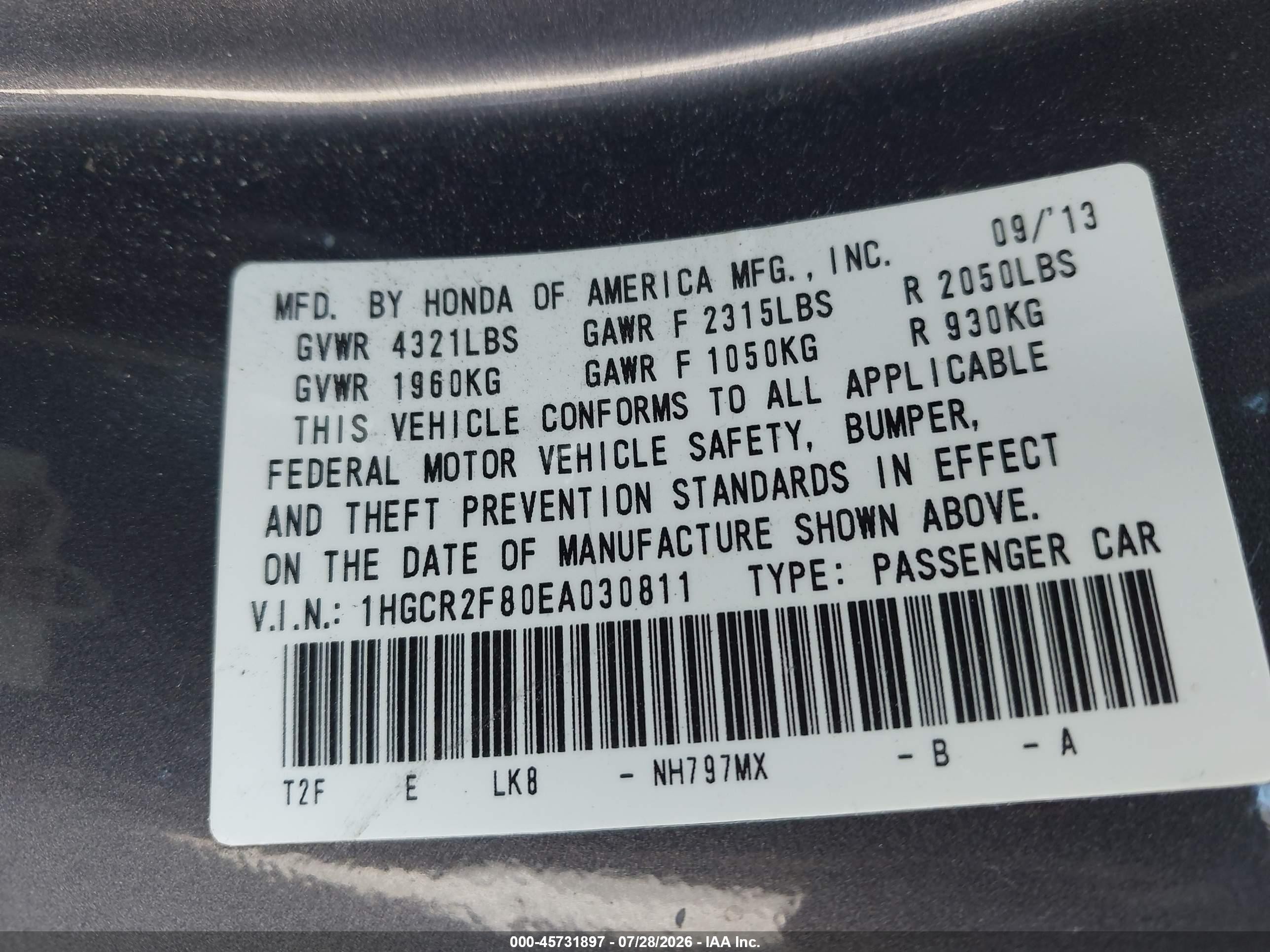 2014 Honda Accord Ex-l Gray vin: 1HGCR2F80EA030811