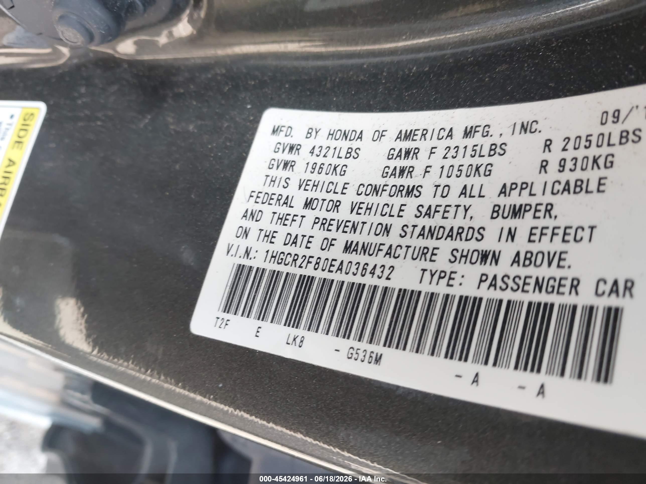 2014 Honda Accord Ex-l Gray vin: 1HGCR2F80EA036432