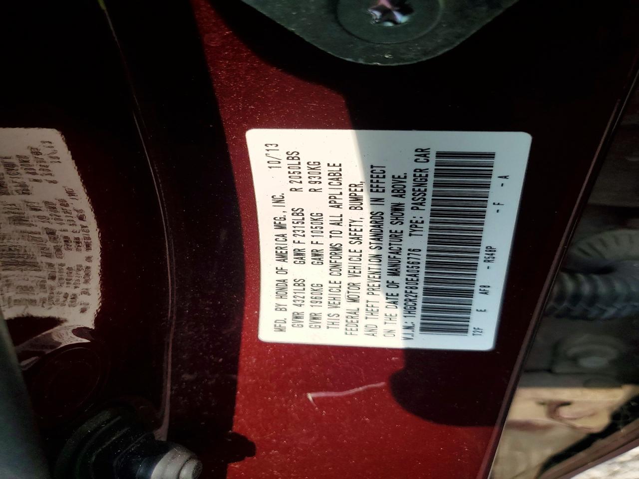 2014 Honda Accord Exl Red vin: 1HGCR2F80EA056776
