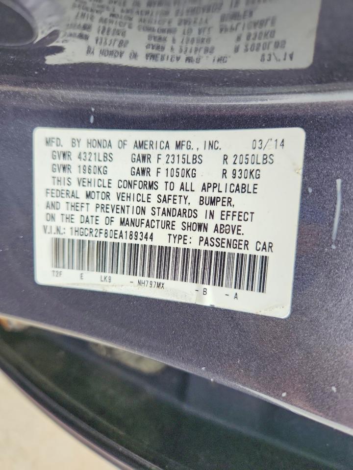 2014 Honda Accord Exl Gray vin: 1HGCR2F80EA189344
