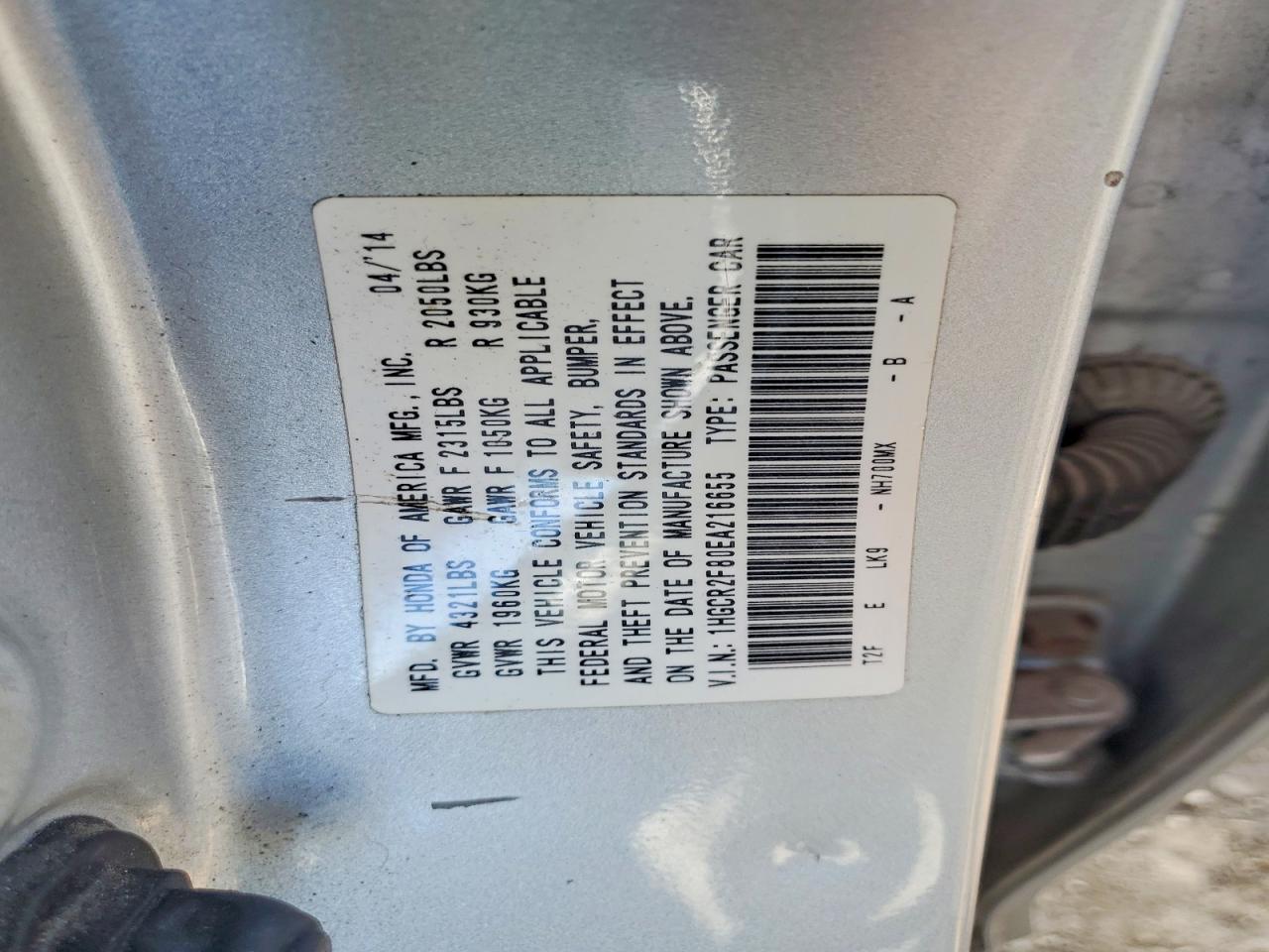 2014 Honda Accord Exl Silver vin: 1HGCR2F80EA216655