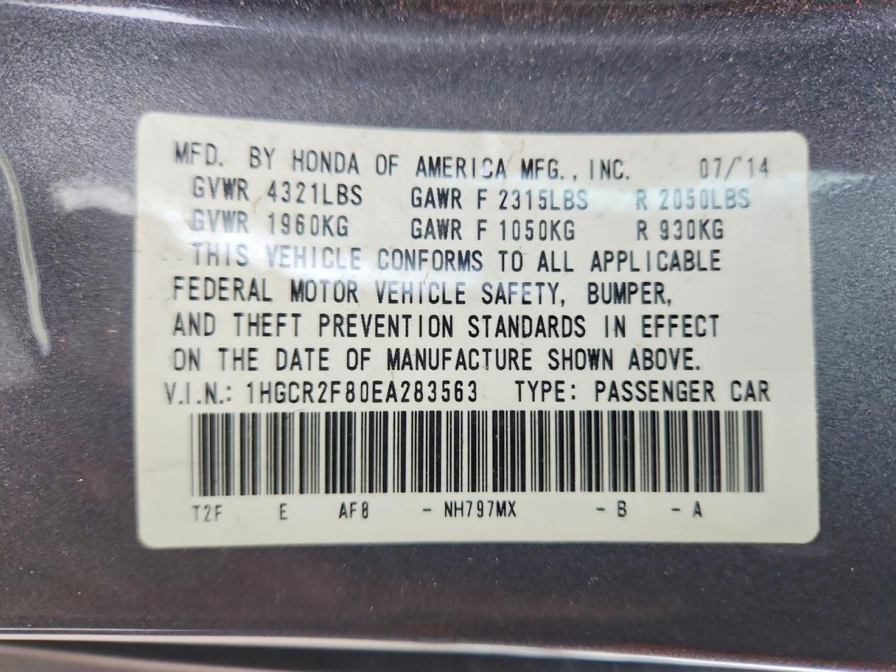 2014 Honda Accord Exl Gray vin: 1HGCR2F80EA283563