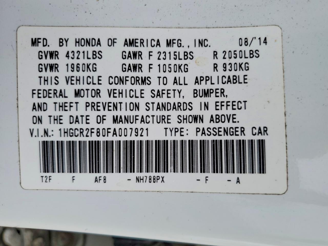 2015 Honda Accord Exl White vin: 1HGCR2F80FA007921