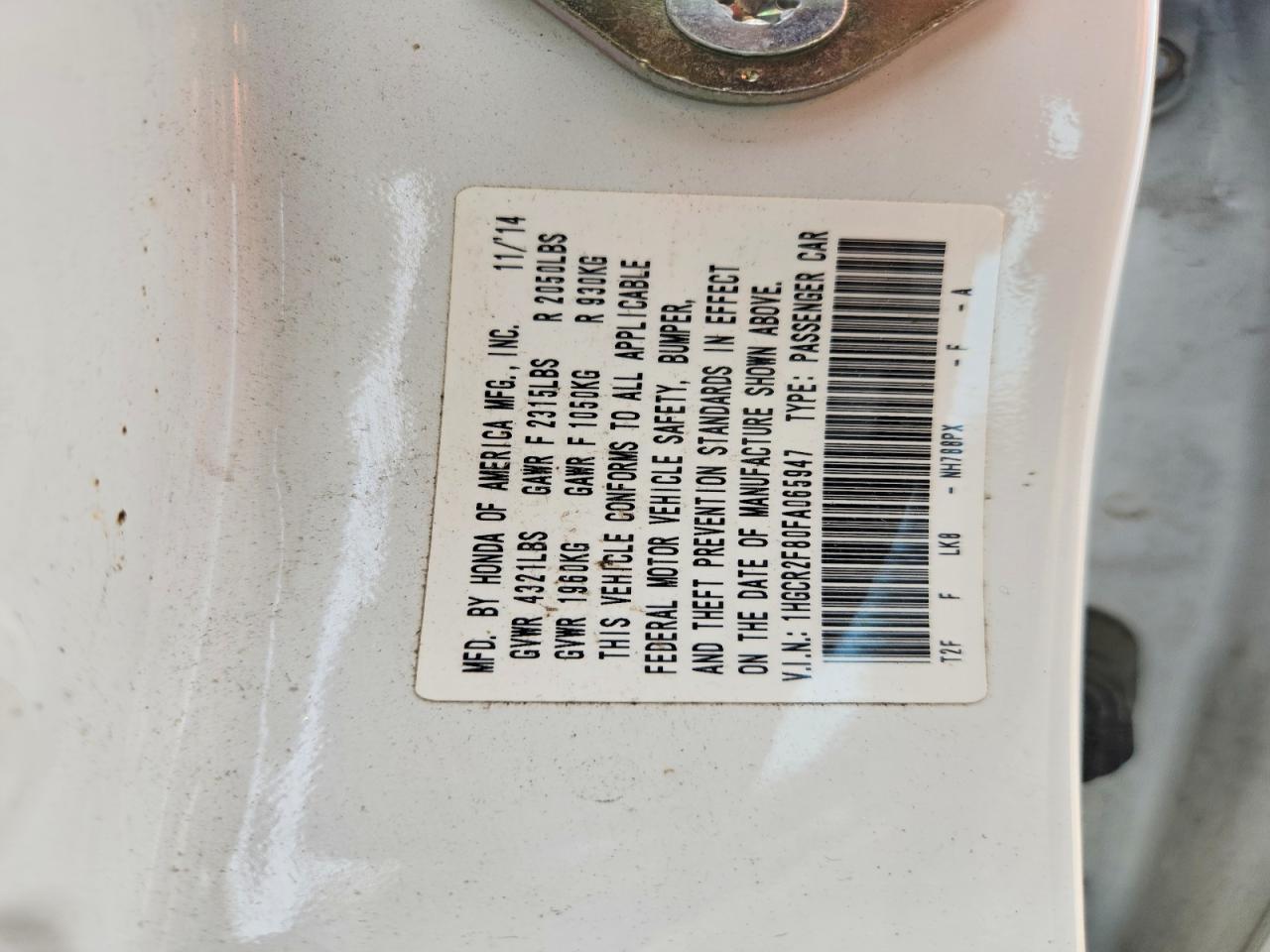 2015 Honda Accord Exl White vin: 1HGCR2F80FA065947