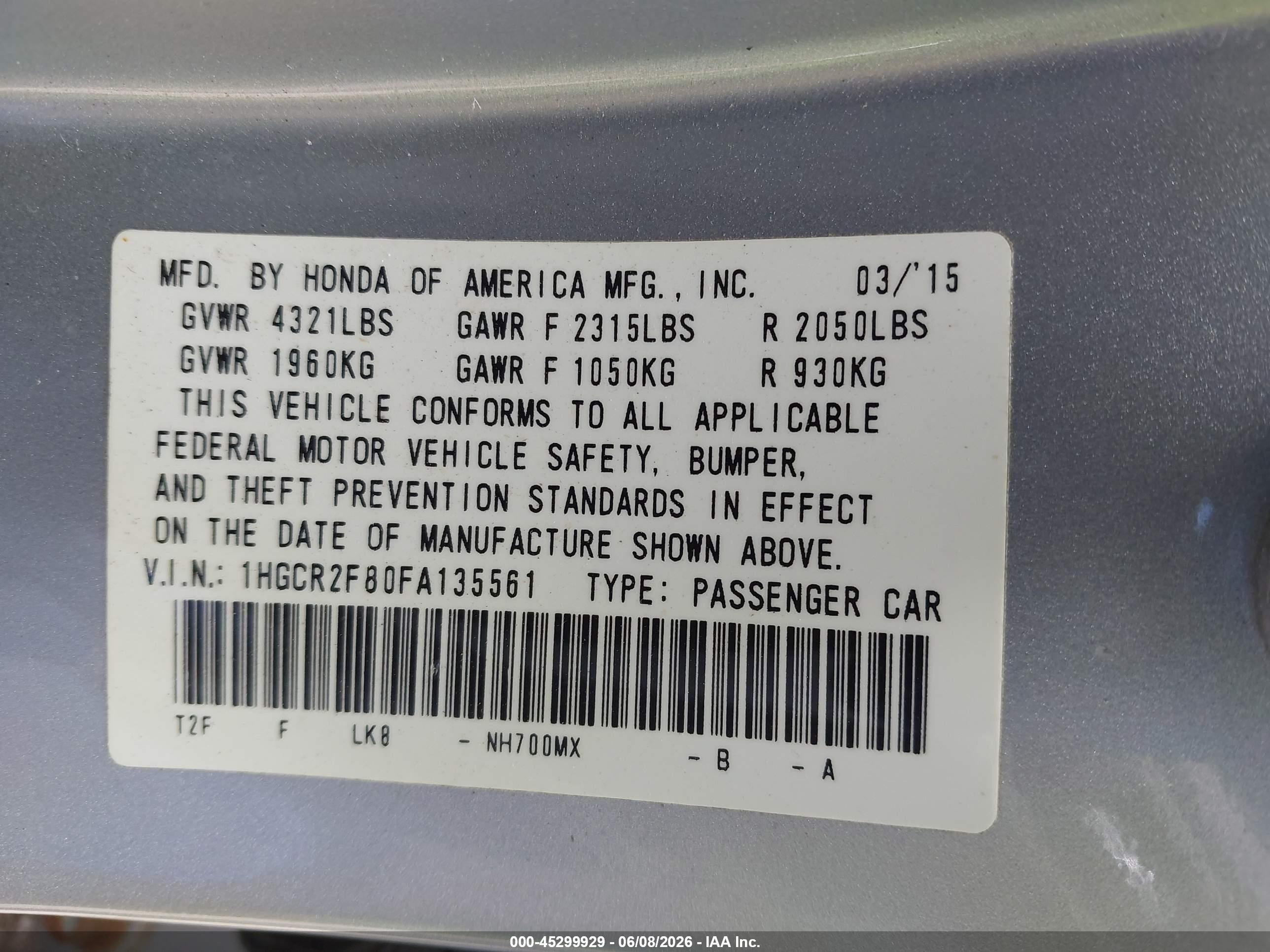 2015 Honda Accord Ex-l Silver vin: 1HGCR2F80FA135561