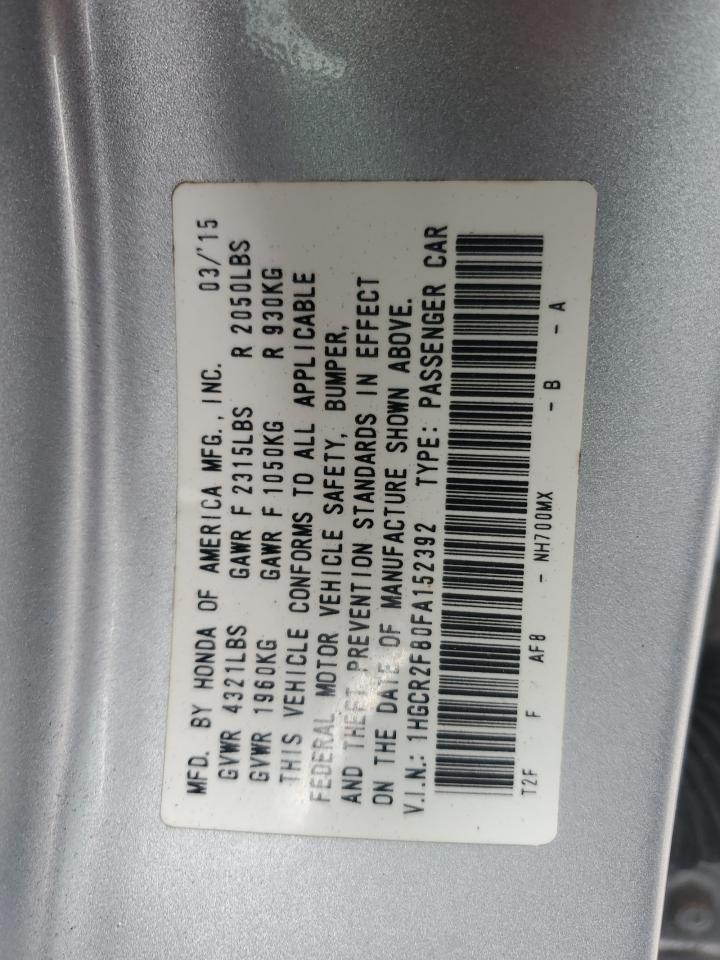 2015 Honda Accord Exl Silver vin: 1HGCR2F80FA152392