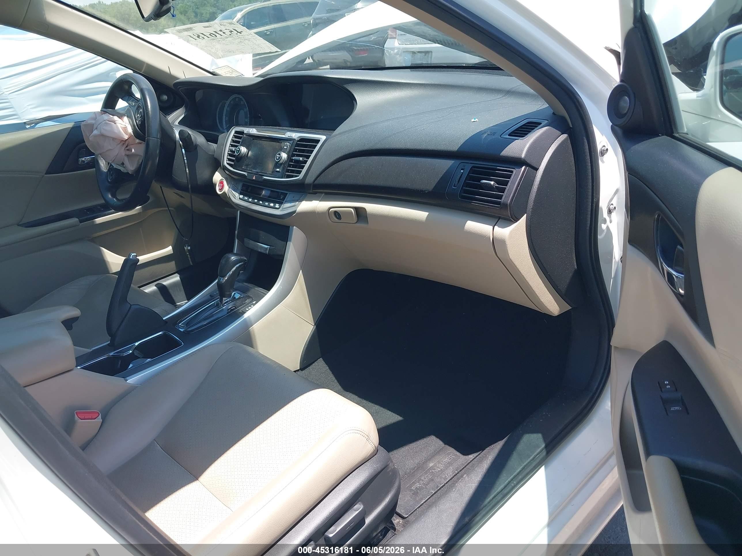 2015 Honda Accord Ex-l White vin: 1HGCR2F80FA220593