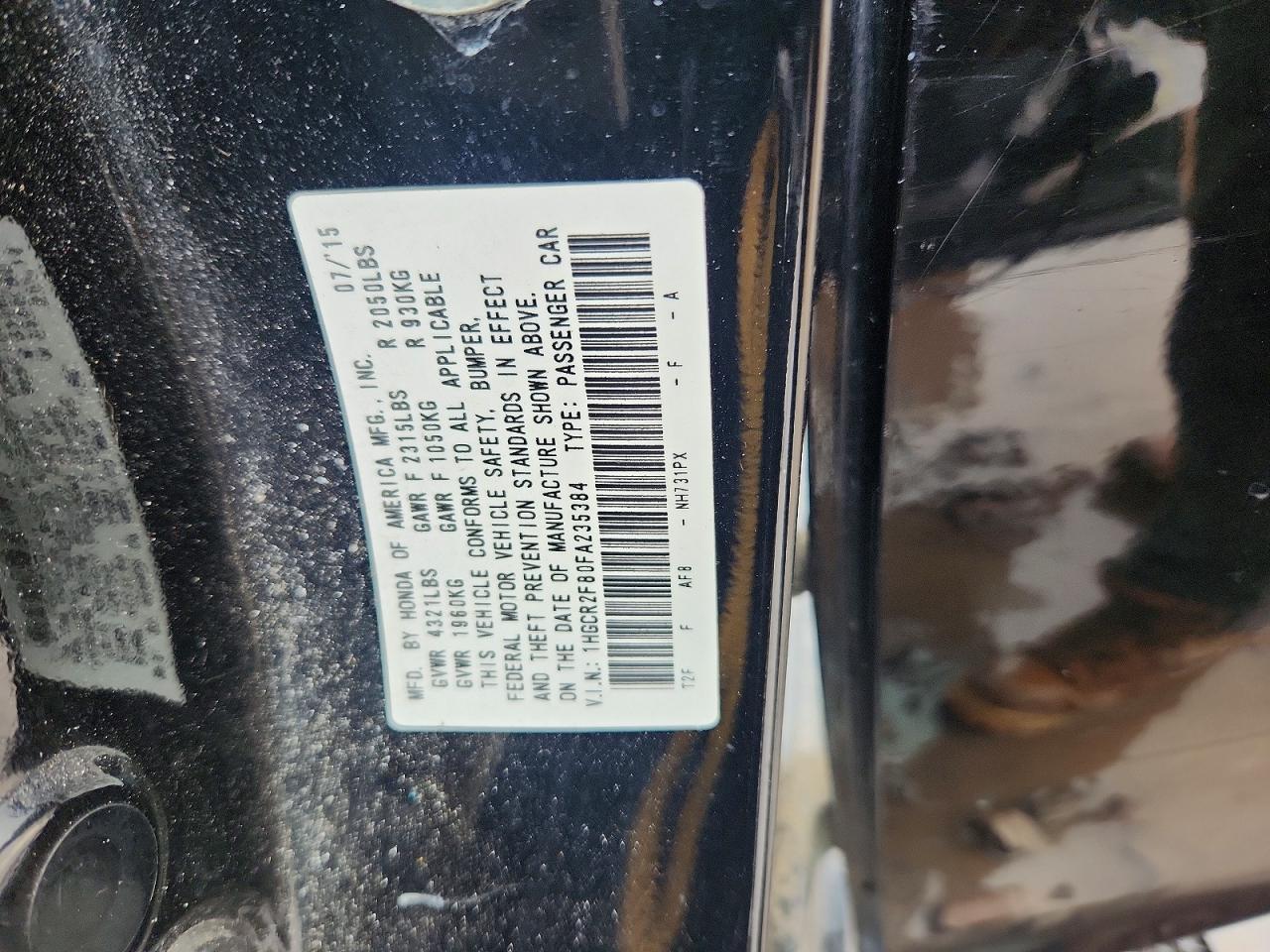 2015 Honda Accord Exl Черный vin: 1HGCR2F80FA235384