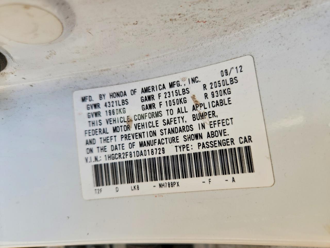 2013 Honda Accord Exl White vin: 1HGCR2F81DA018729