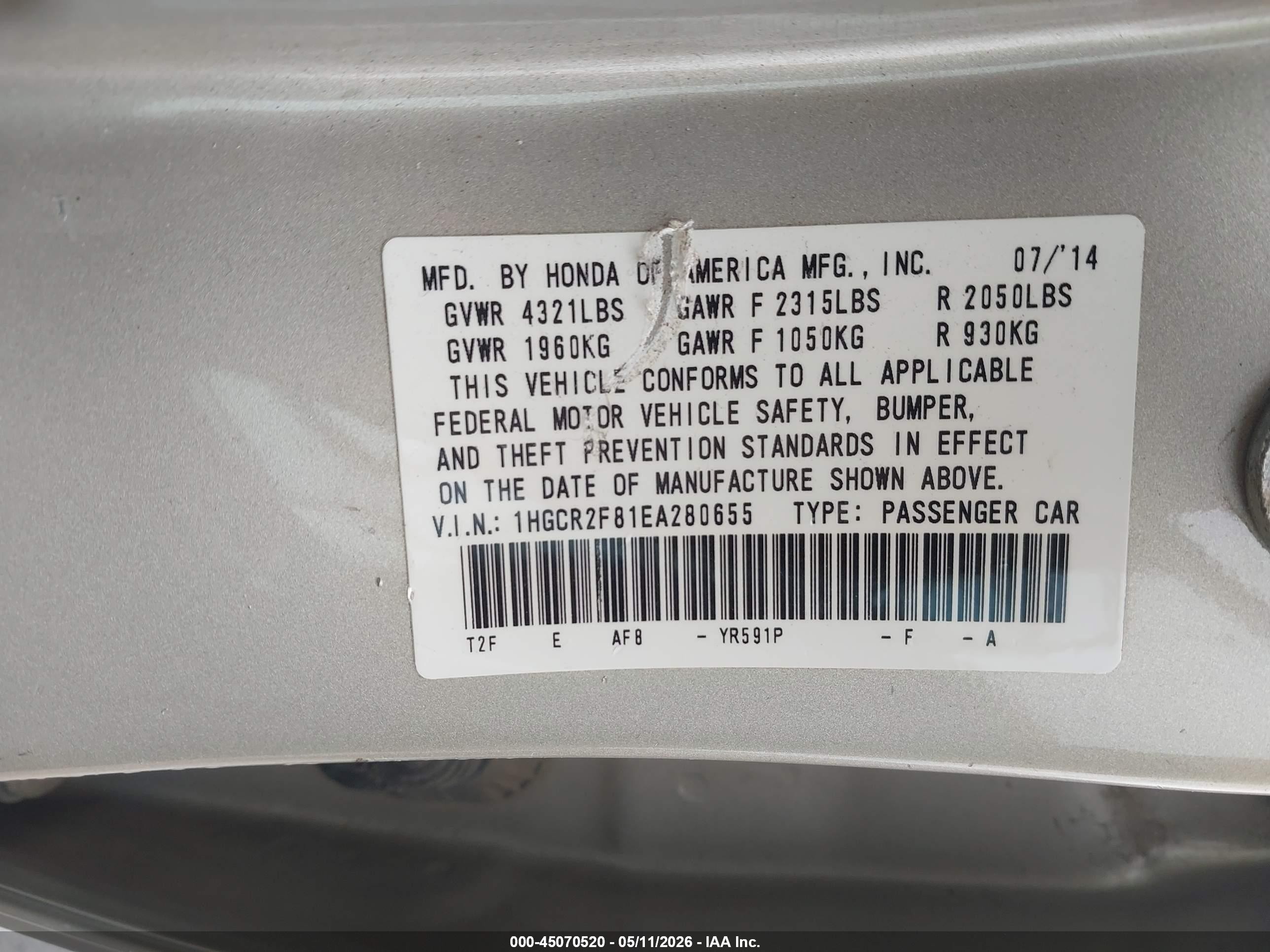 2014 Honda Accord Ex-l Beige vin: 1HGCR2F81EA280655