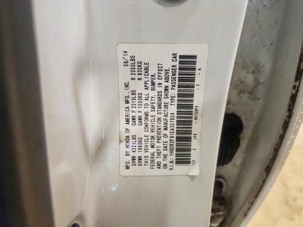 2014 Honda Accord Exl White vin: 1HGCR2F81EA307904