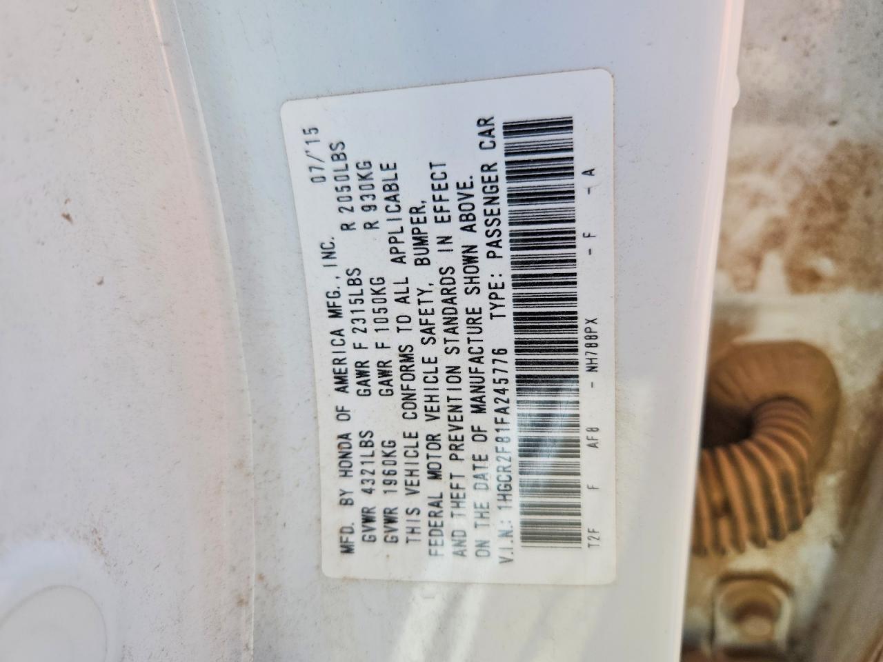 2015 Honda Accord Exl White vin: 1HGCR2F81FA245776