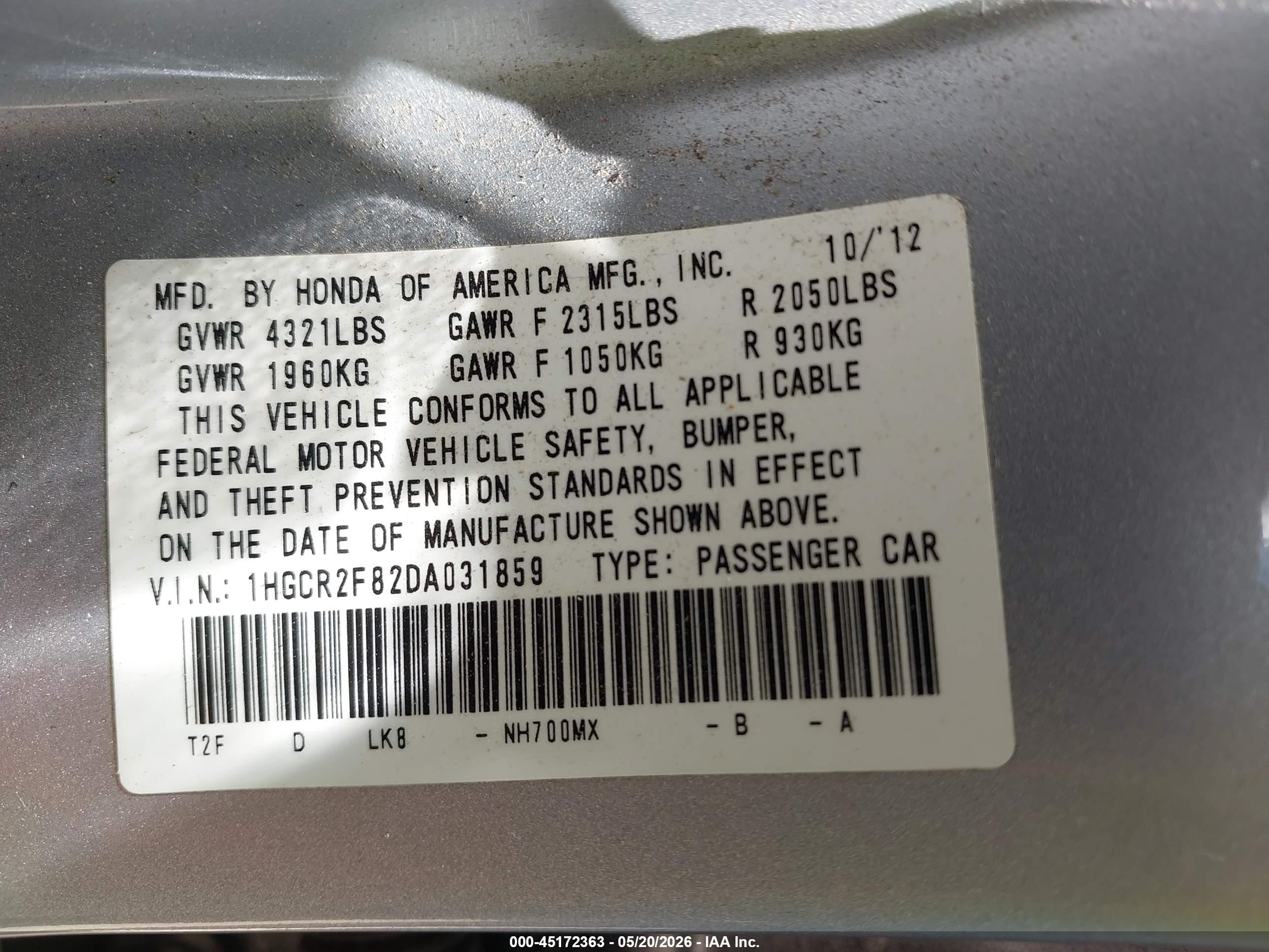 2013 Honda Accord Ex-l Silver vin: 1HGCR2F82DA031859