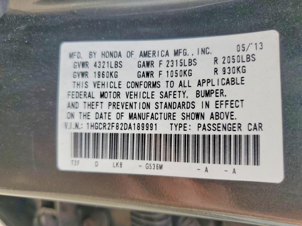 2013 Honda Accord Exl Green vin: 1HGCR2F82DA189991