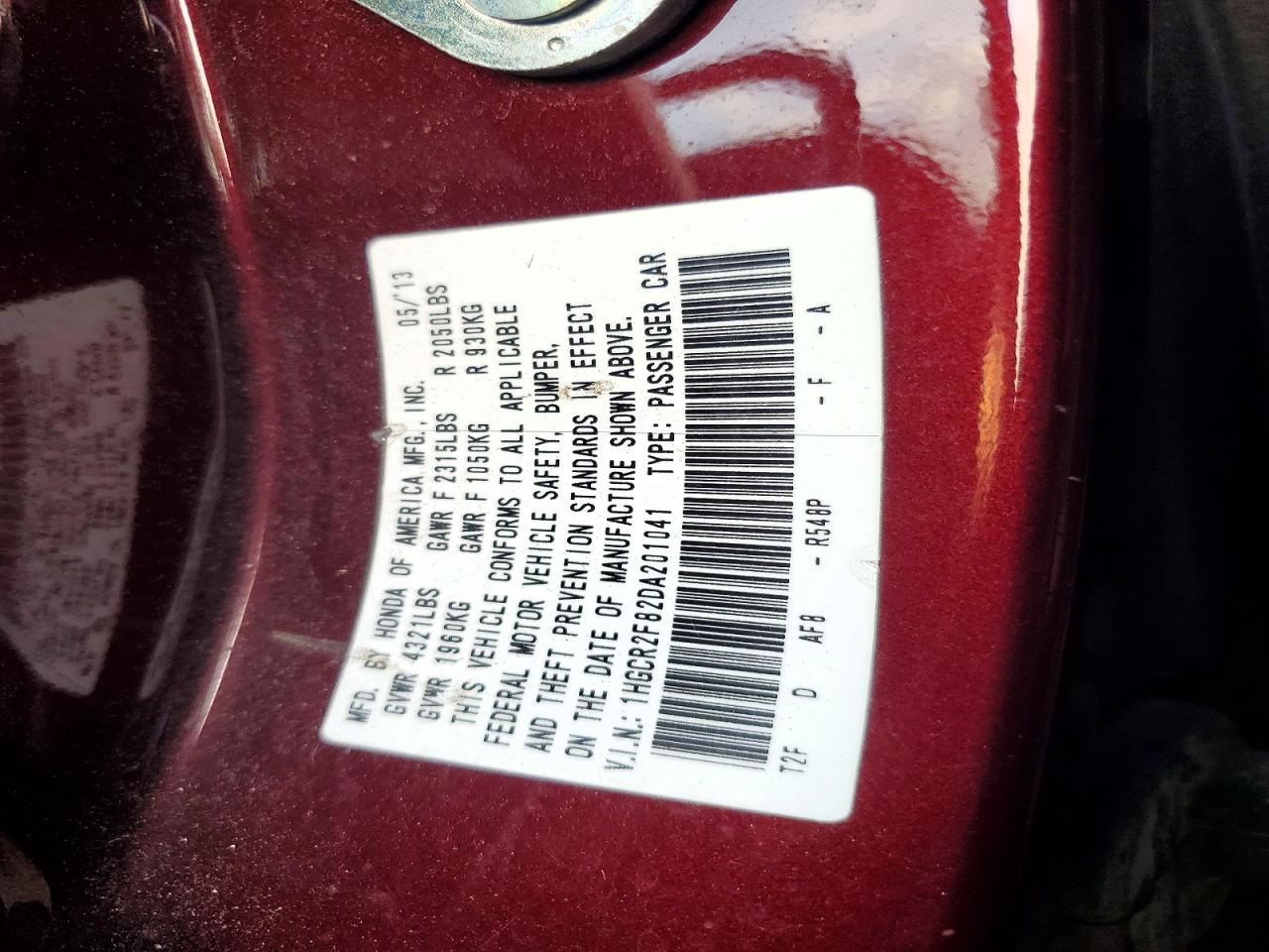 2013 Honda Accord Exl Burgundy vin: 1HGCR2F82DA201041