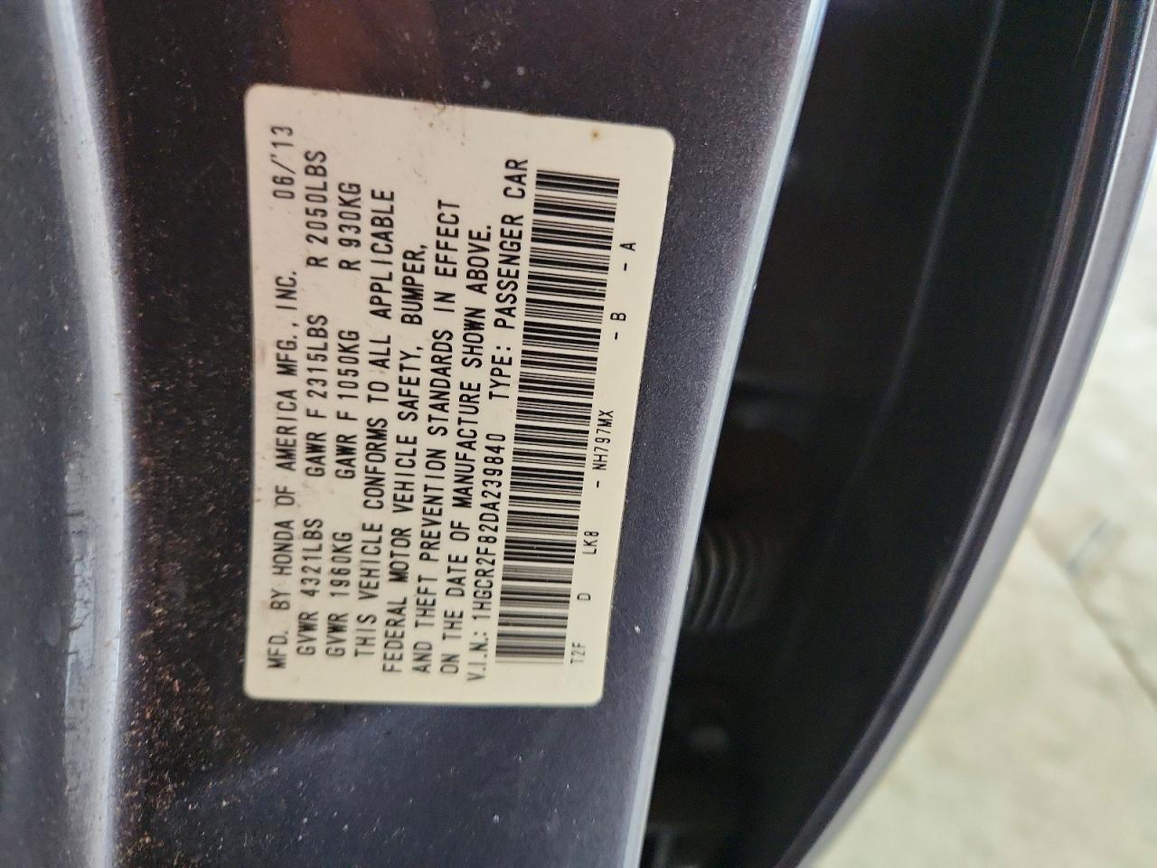 2013 Honda Accord Exl Gray vin: 1HGCR2F82DA239840
