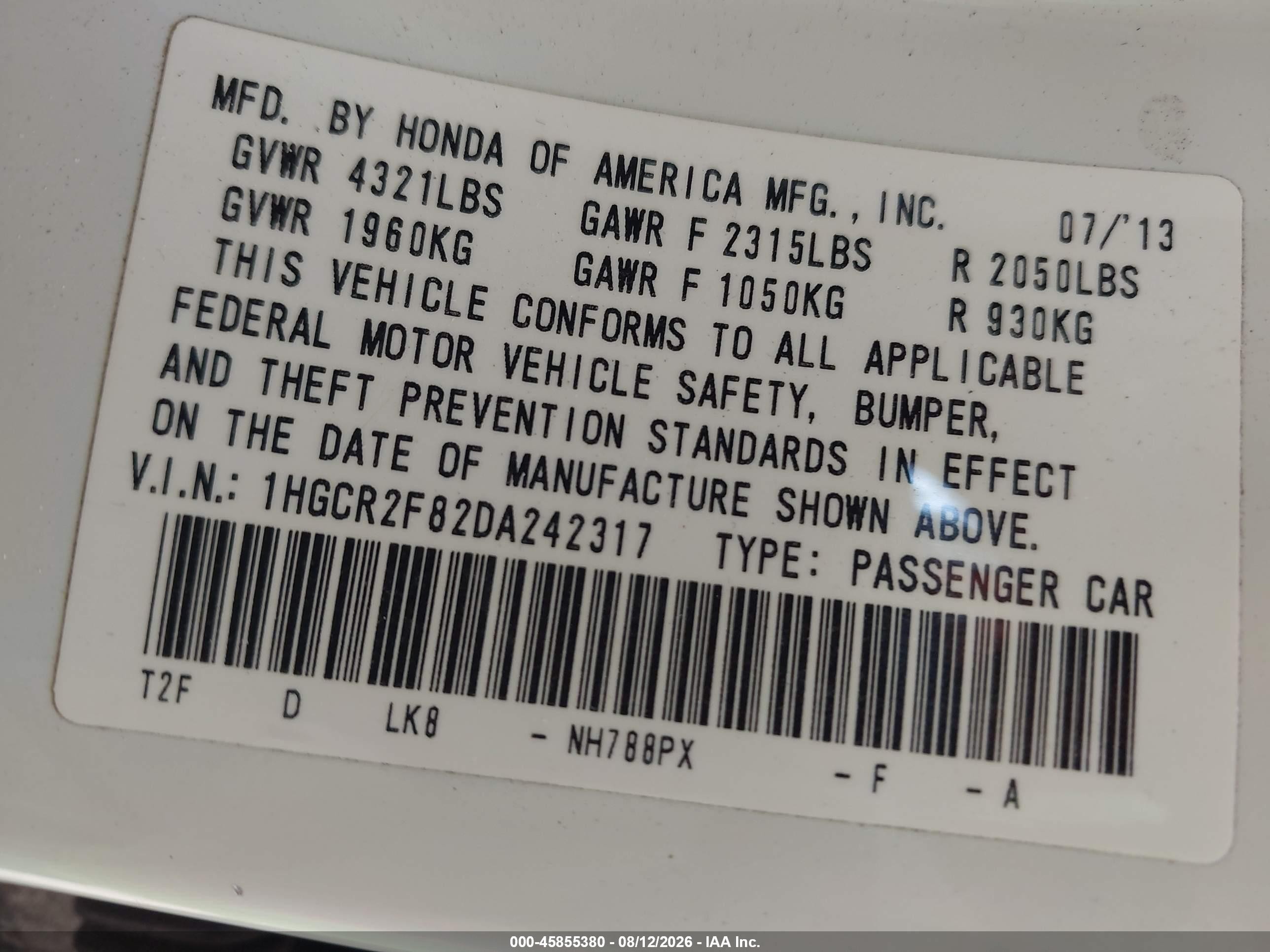 2013 Honda Accord Ex-l White vin: 1HGCR2F82DA242317