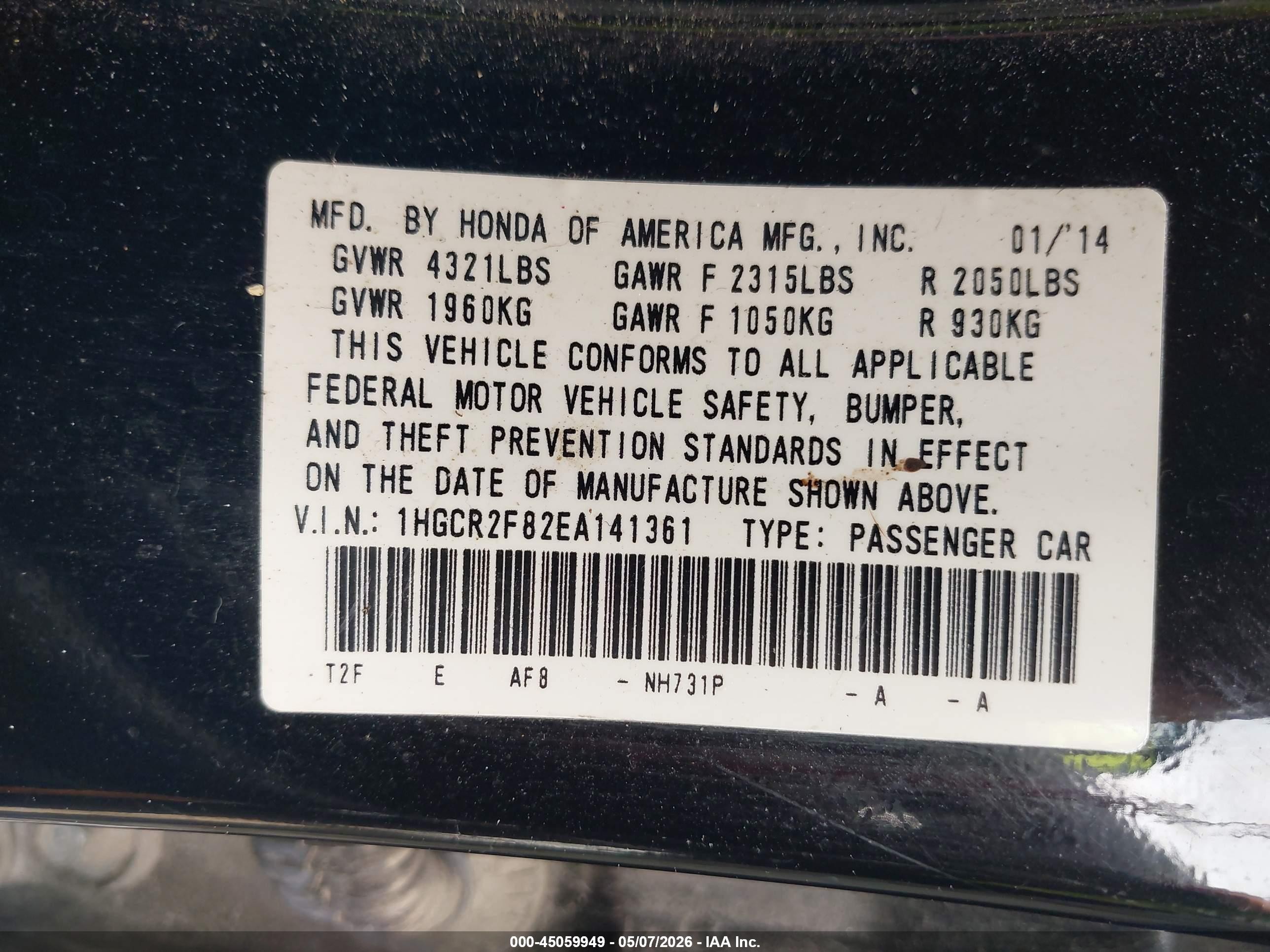 2014 Honda Accord Ex-l Черный vin: 1HGCR2F82EA141361