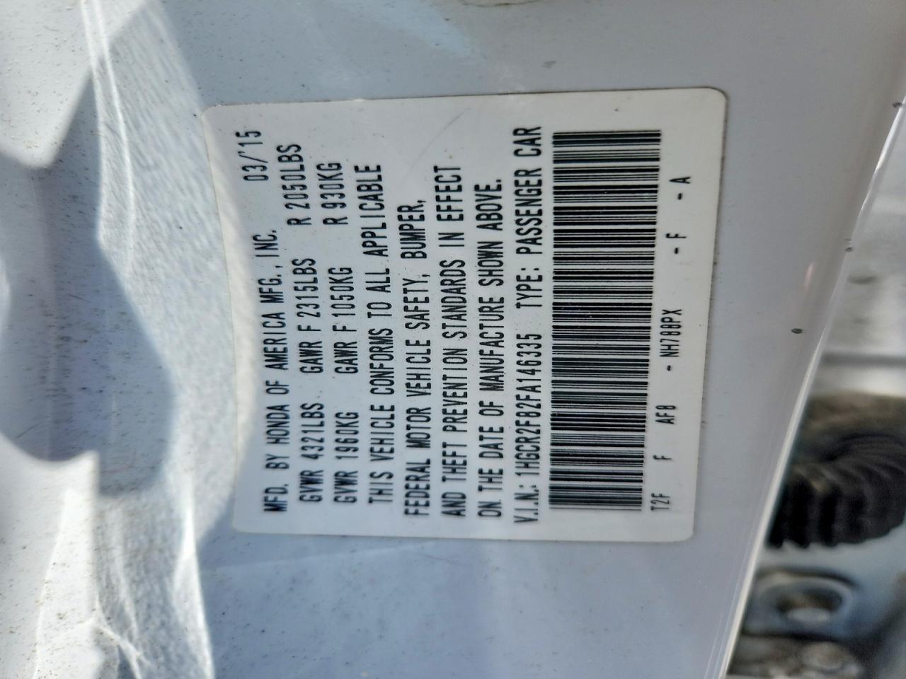 2015 Honda Accord Exl White vin: 1HGCR2F82FA146335