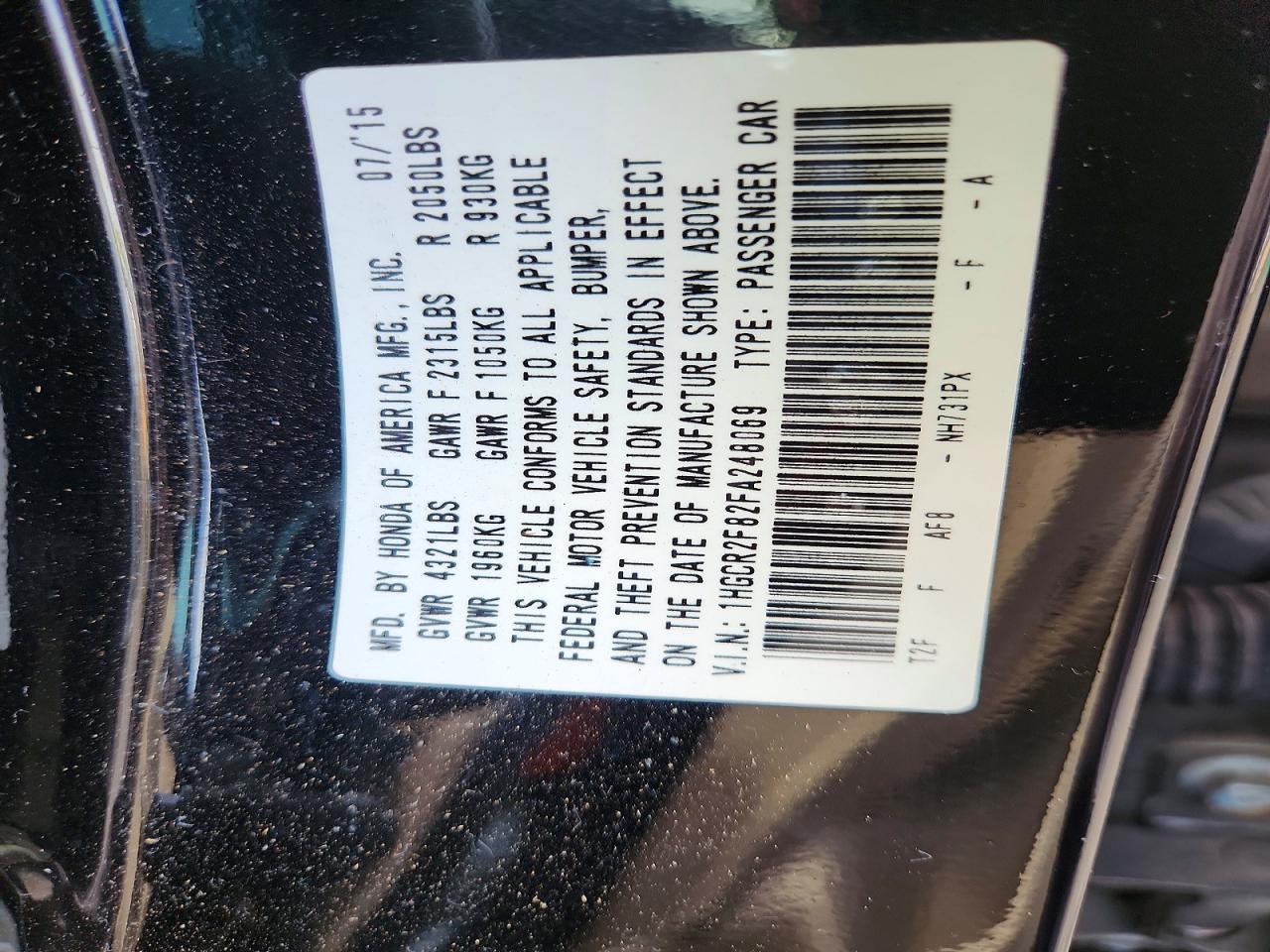 2015 Honda Accord Exl Black vin: 1HGCR2F82FA248069