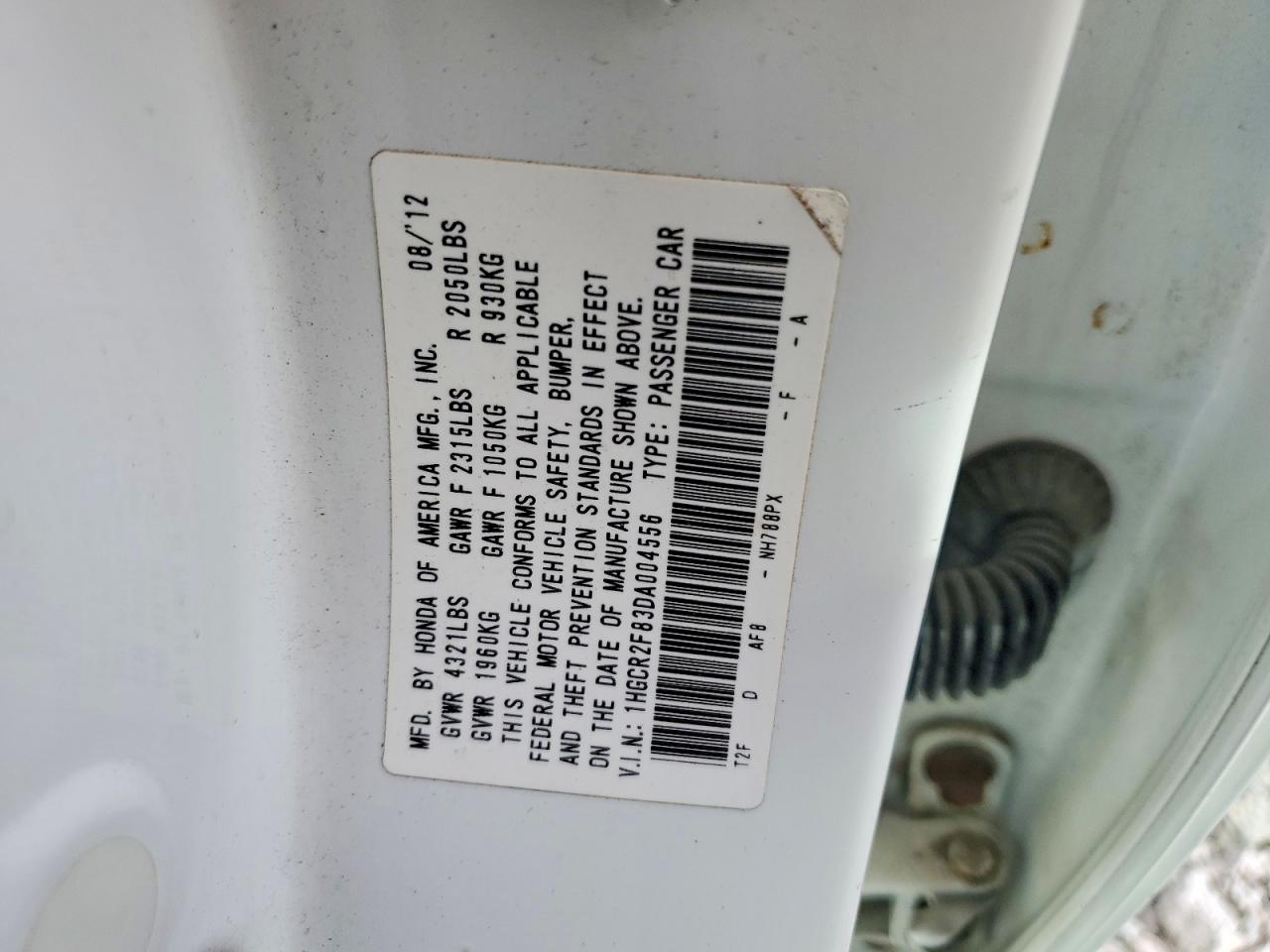 2013 Honda Accord Exl White vin: 1HGCR2F83DA004556