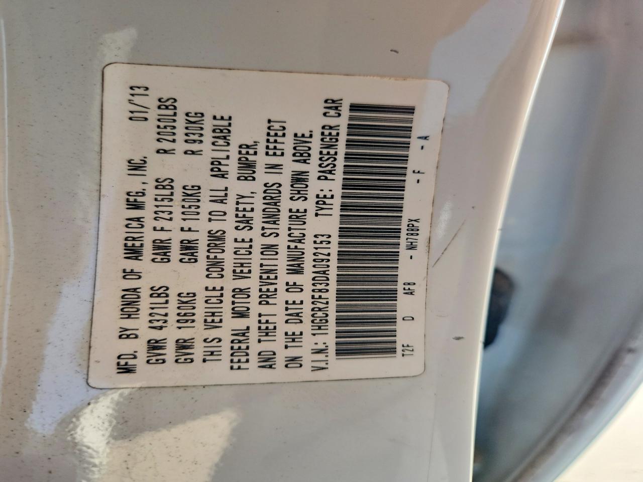 2013 Honda Accord Exl White vin: 1HGCR2F83DA092153