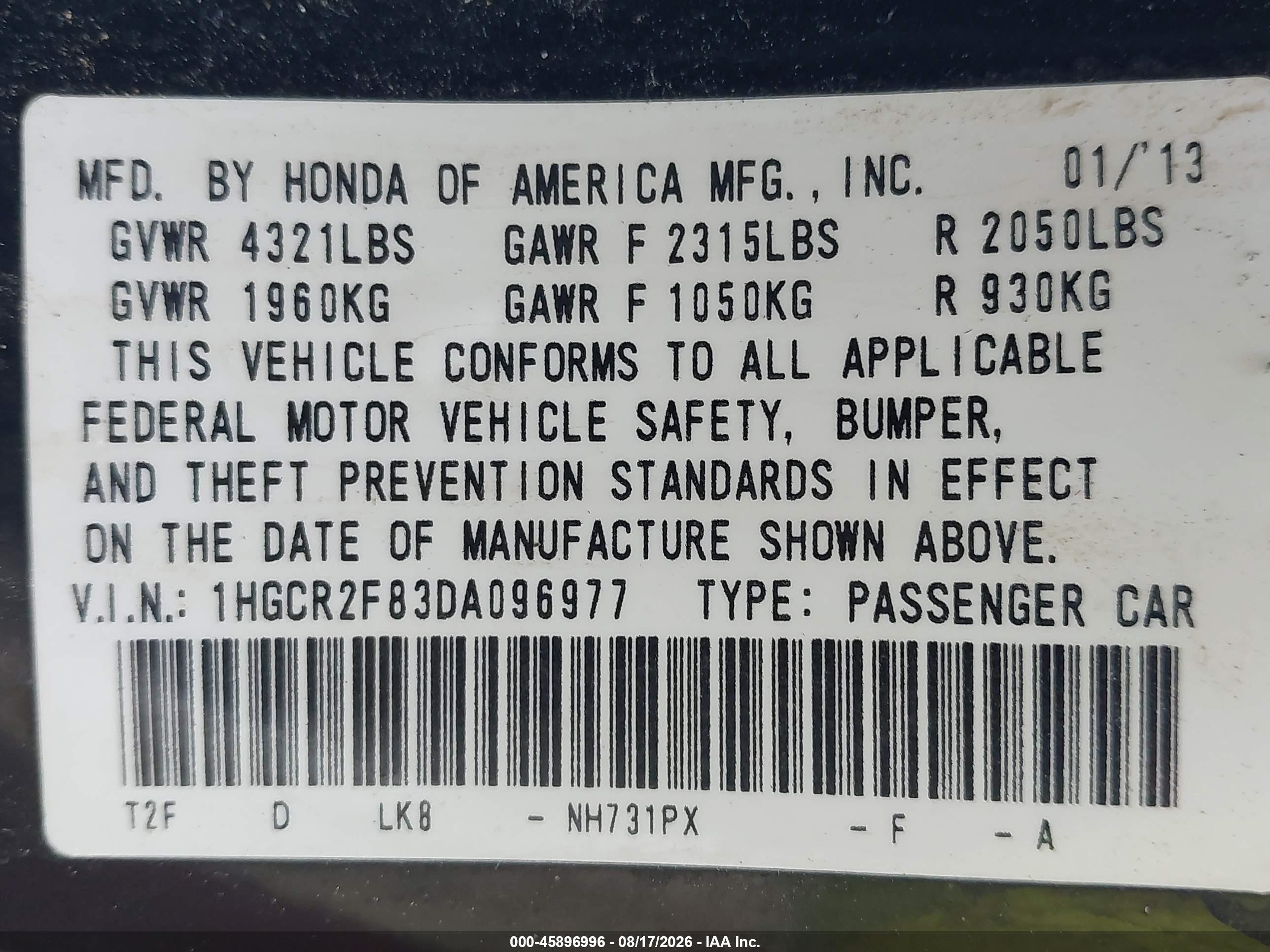 2013 Honda Accord Ex-l Черный vin: 1HGCR2F83DA096977