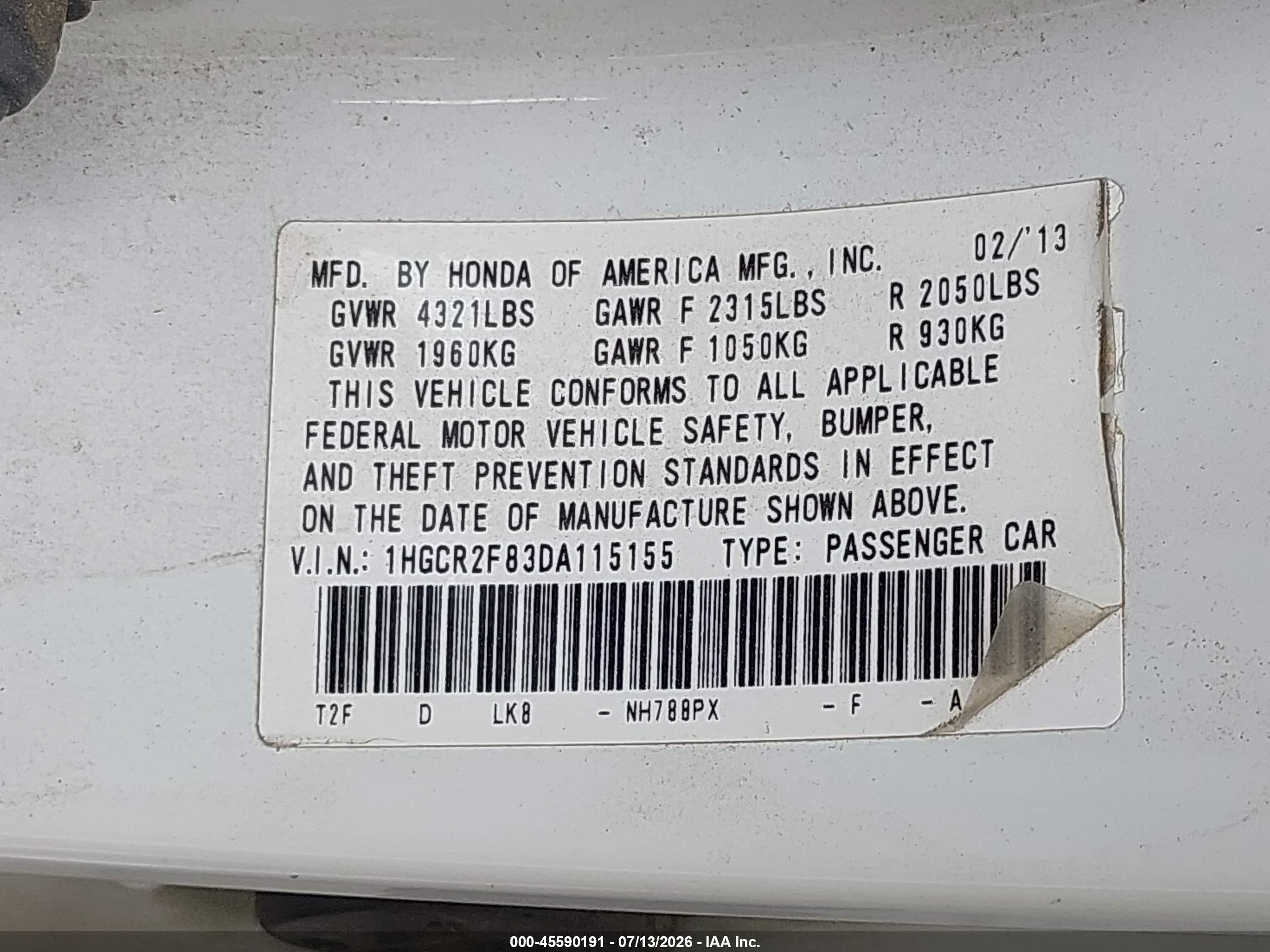 2013 Honda Accord Ex-l White vin: 1HGCR2F83DA115155