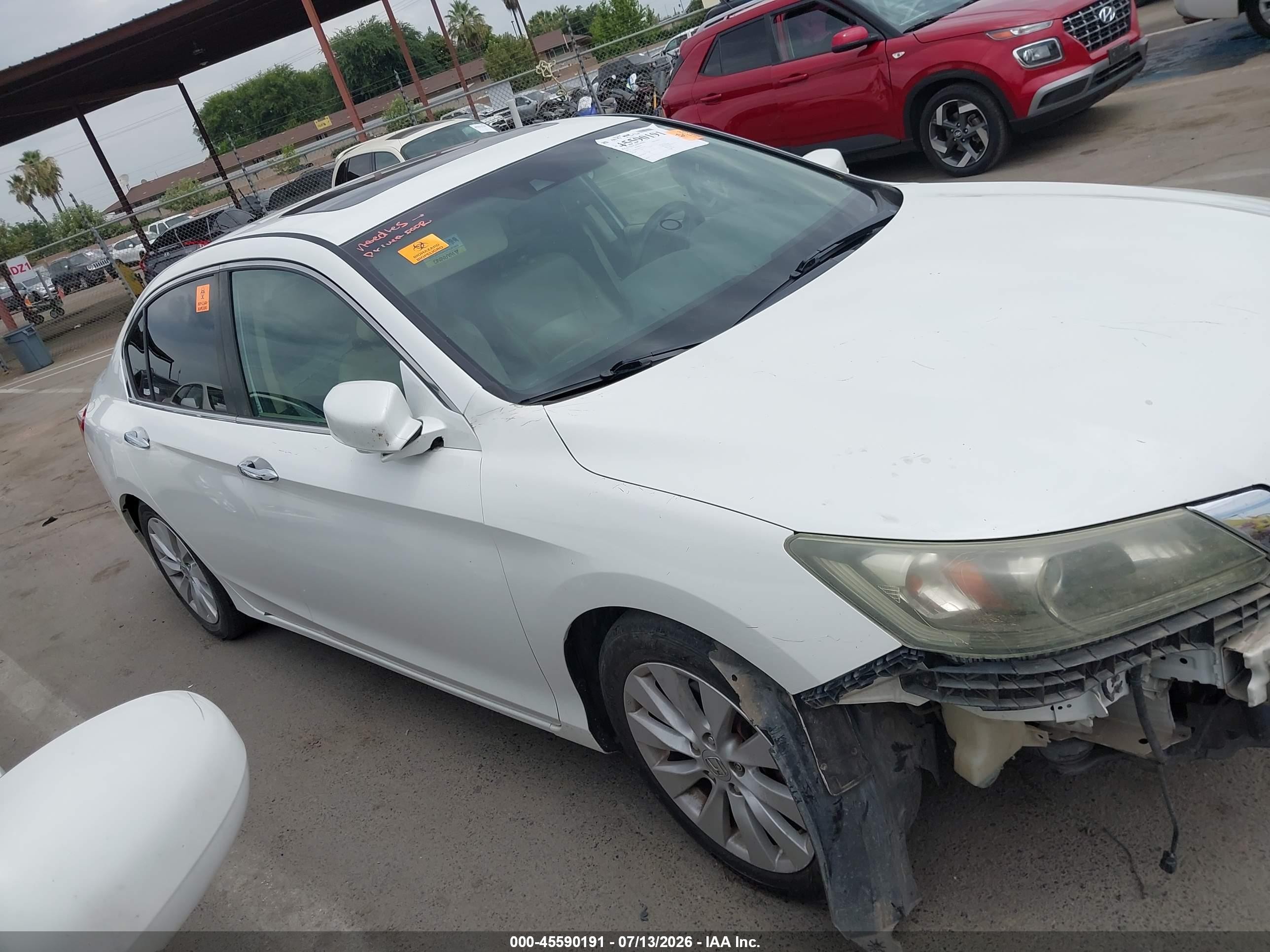 2013 Honda Accord Ex-l White vin: 1HGCR2F83DA115155