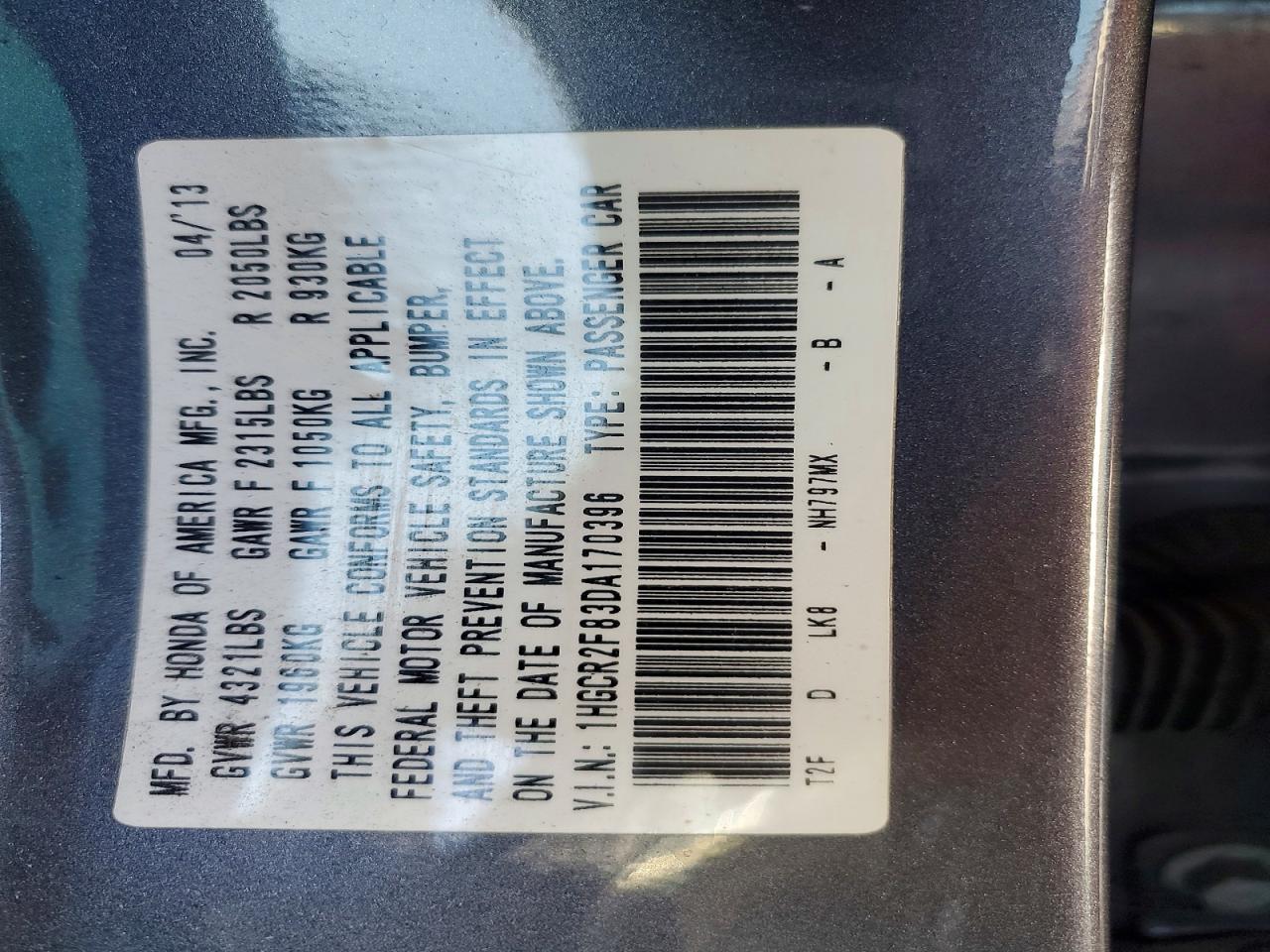 2013 Honda Accord Exl Gray vin: 1HGCR2F83DA170396
